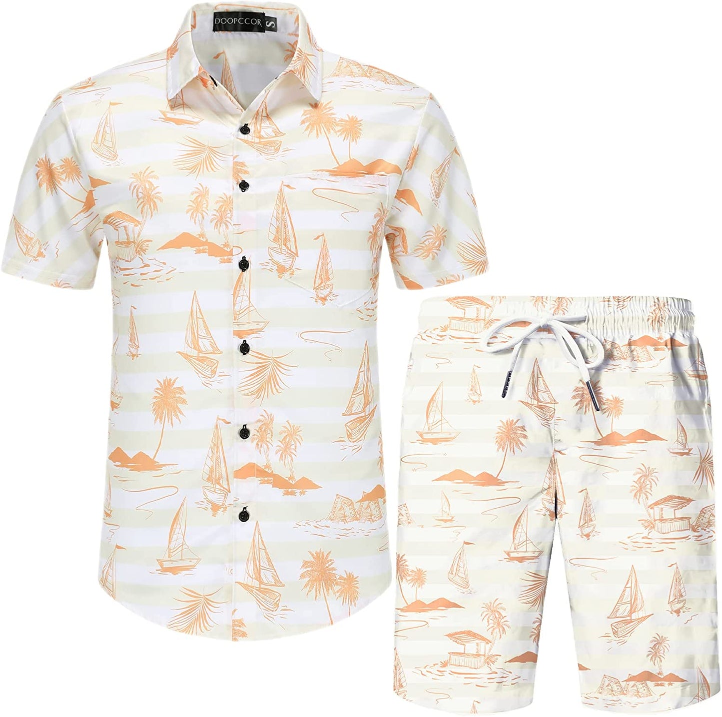 DOOPCCOR Hawaiian Shirt for Men Flower Casual Button Down Short Sleeve Hawaiian Shirt Suits