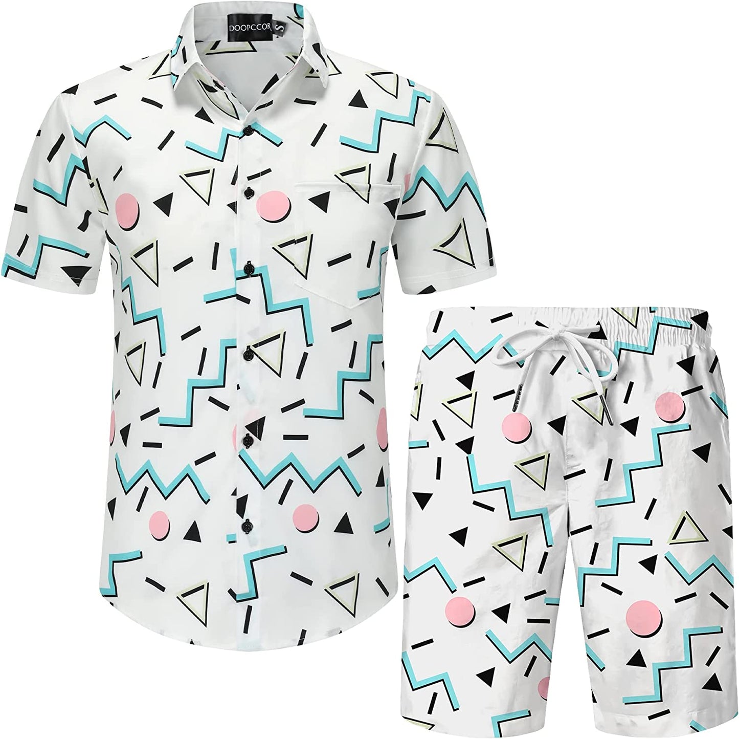 DOOPCCOR Hawaiian Shirt for Men Flower Casual Button Down Short Sleeve Hawaiian Shirt Suits