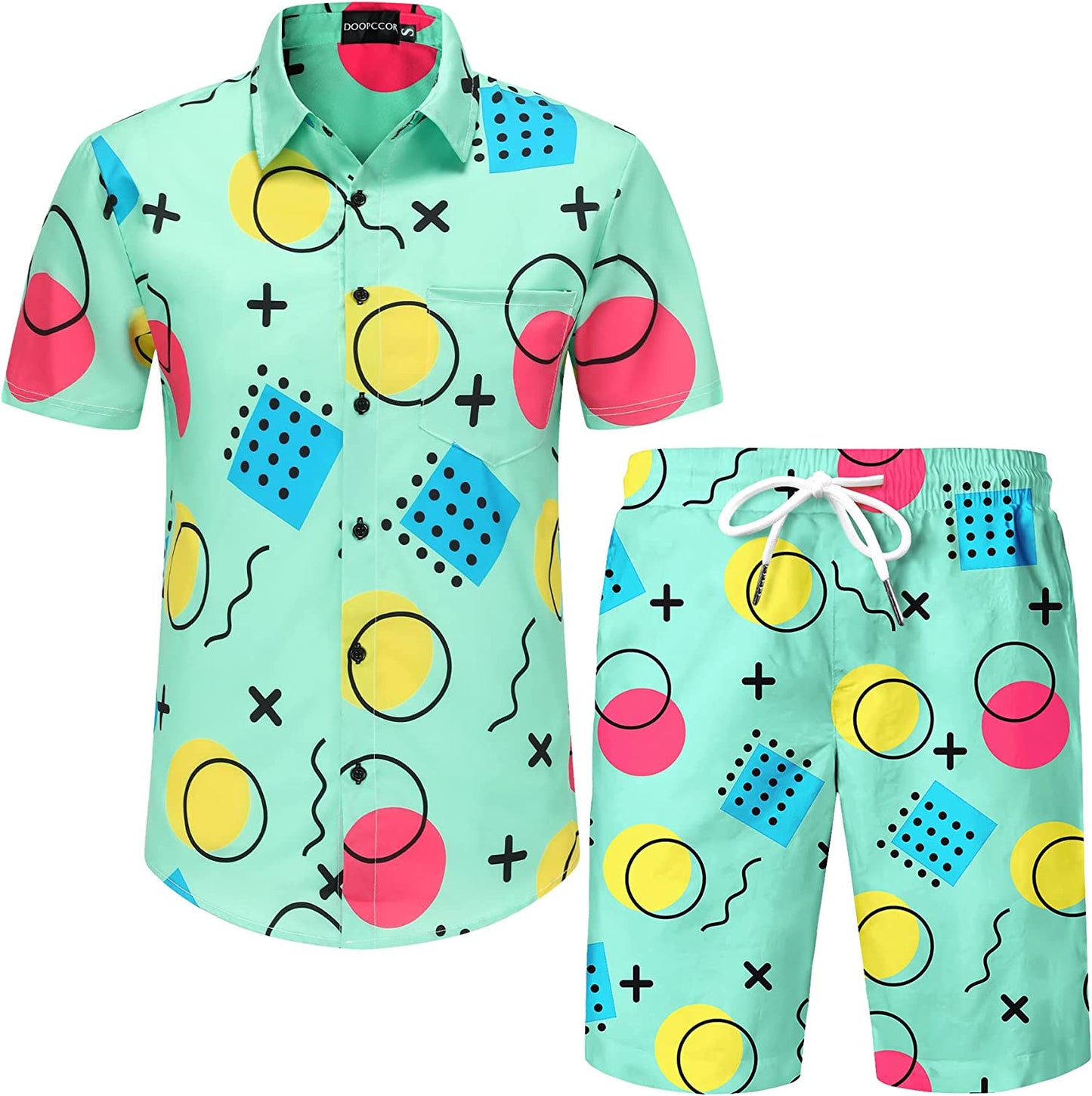 DOOPCCOR Hawaiian Shirt for Men Flower Casual Button Down Short Sleeve Hawaiian Shirt Suits