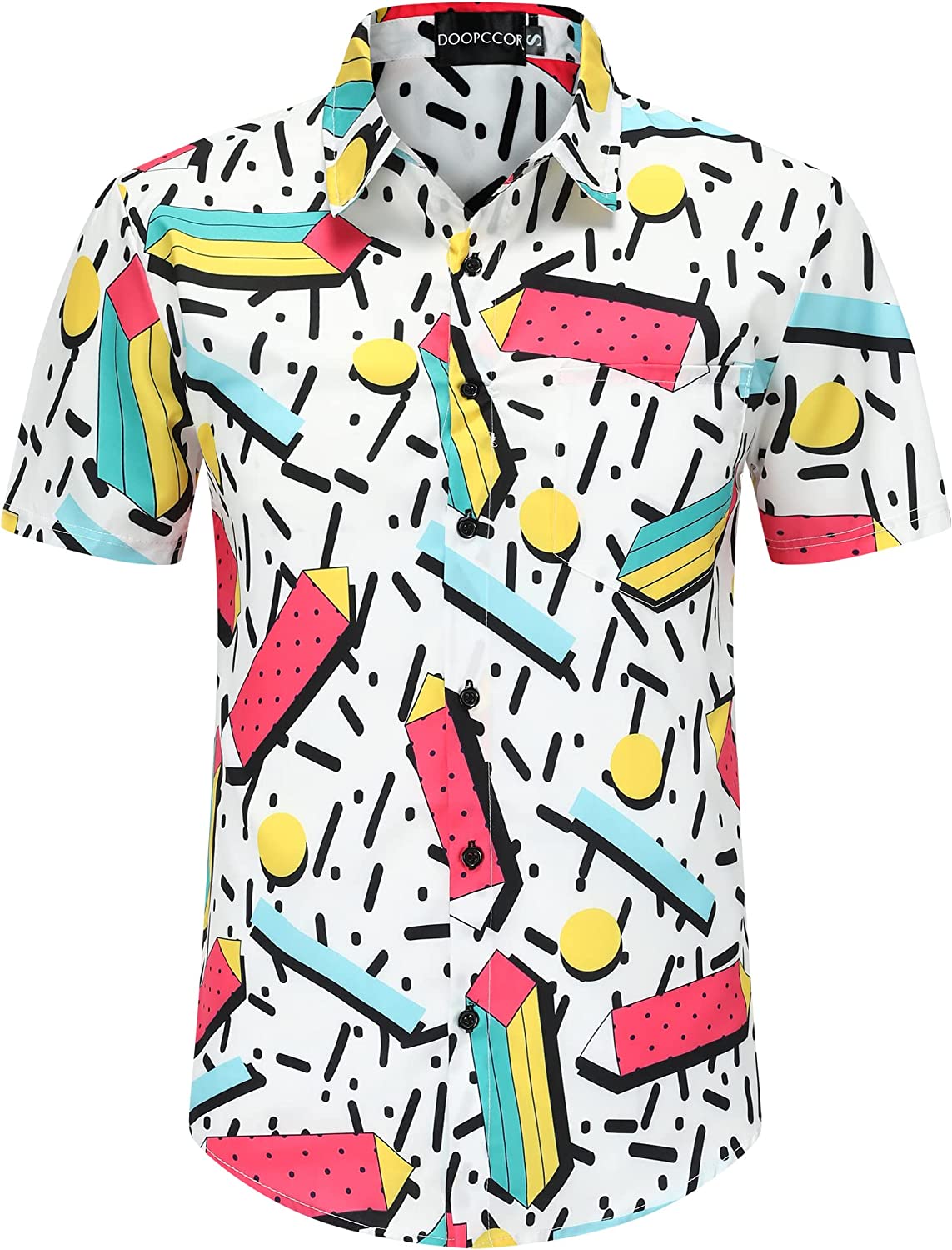 DOOPCCOR Hawaiian Shirt for Men Flower Casual Button Down Short Sleeve Hawaiian Shirt Suits