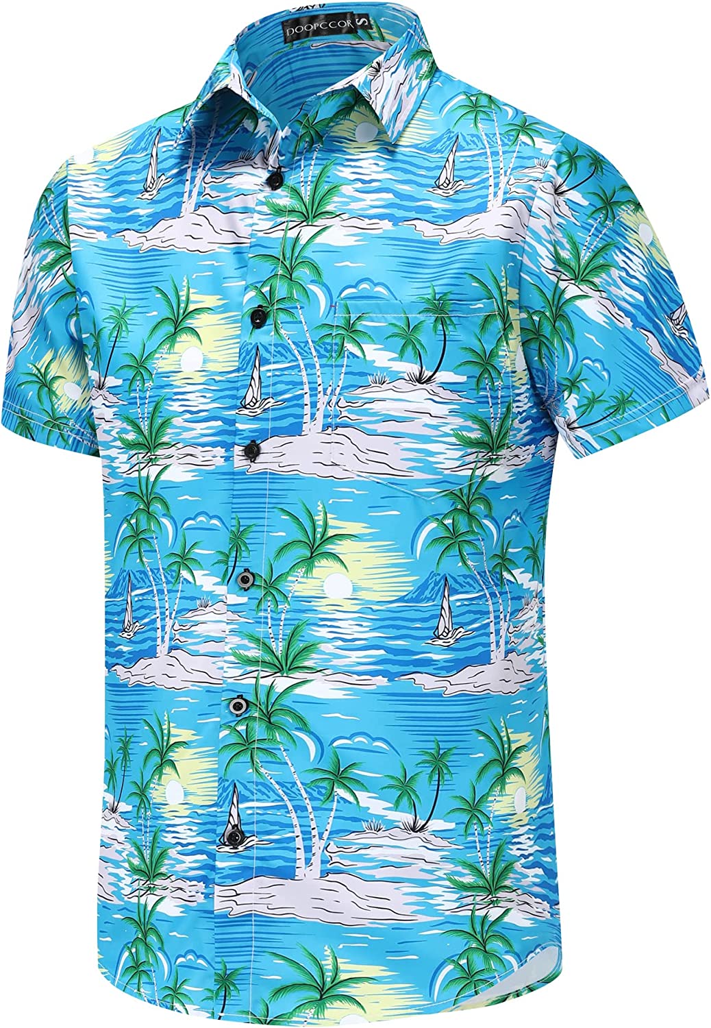 DOOPCCOR Hawaiian Shirt for Men Flower Casual Button Down Short Sleeve Hawaiian Shirt Suits