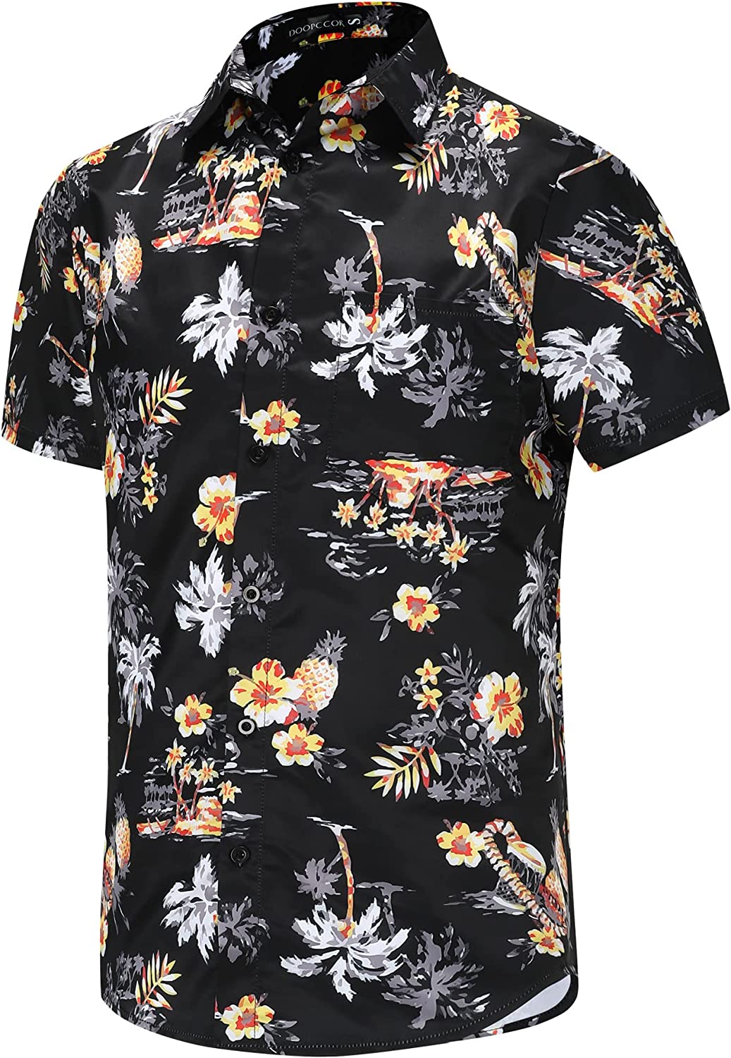 DOOPCCOR Hawaiian Shirt for Men Flower Casual Button Down Short Sleeve Hawaiian Shirt Suits
