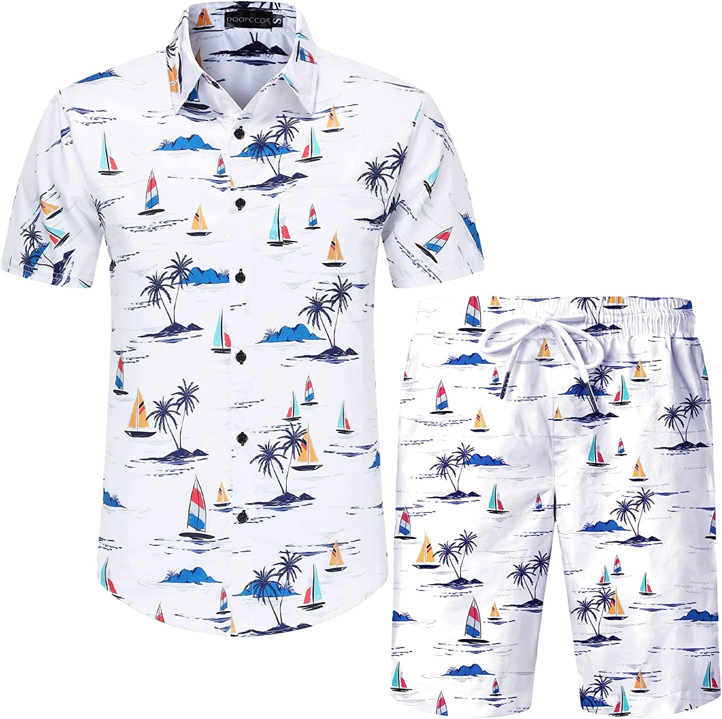 DOOPCCOR Hawaiian Shirt for Men Flower Casual Button Down Short Sleeve Hawaiian Shirt Suits