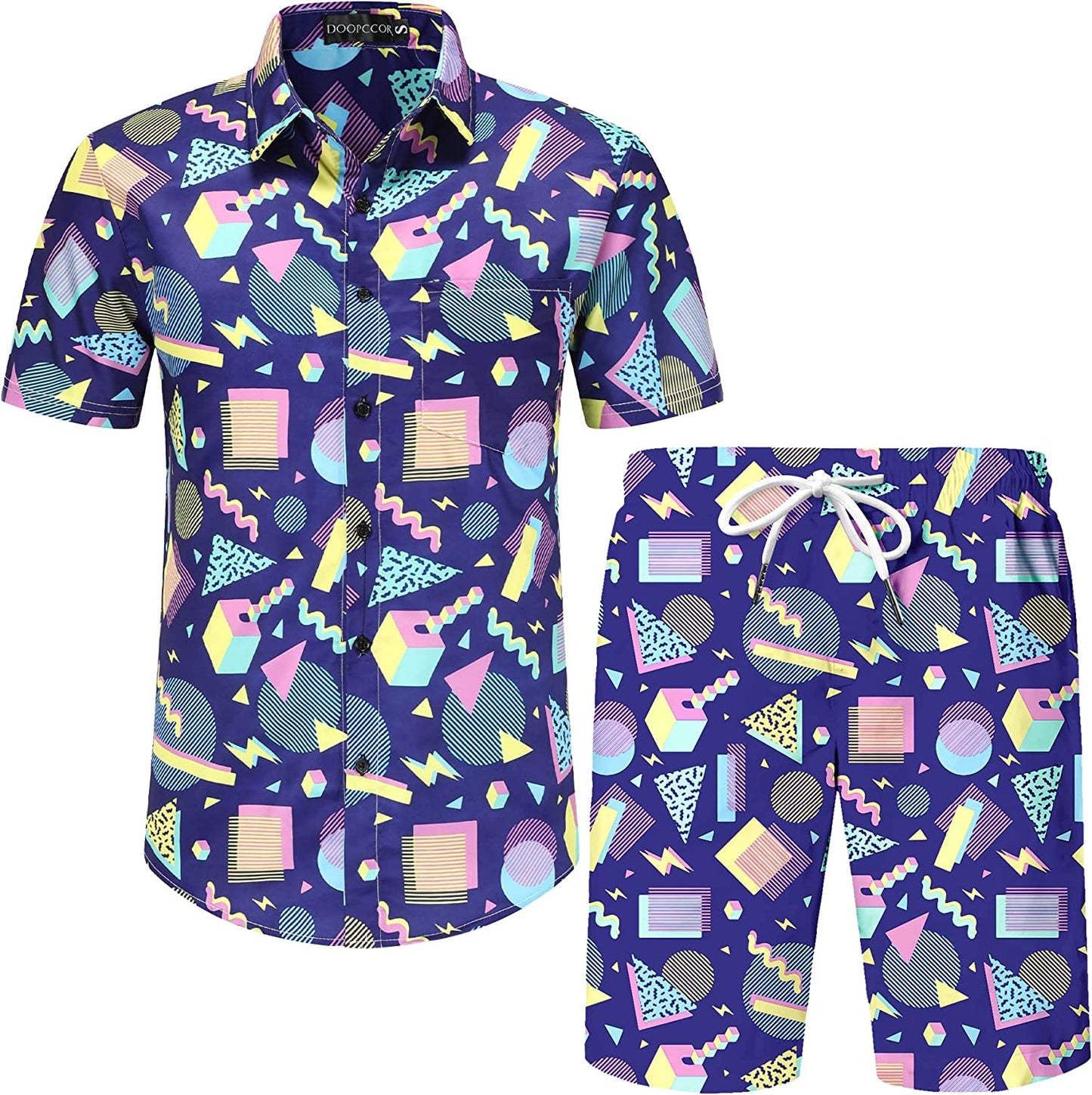 DOOPCCOR Hawaiian Shirt for Men Flower Casual Button Down Short Sleeve Hawaiian Shirt Suits