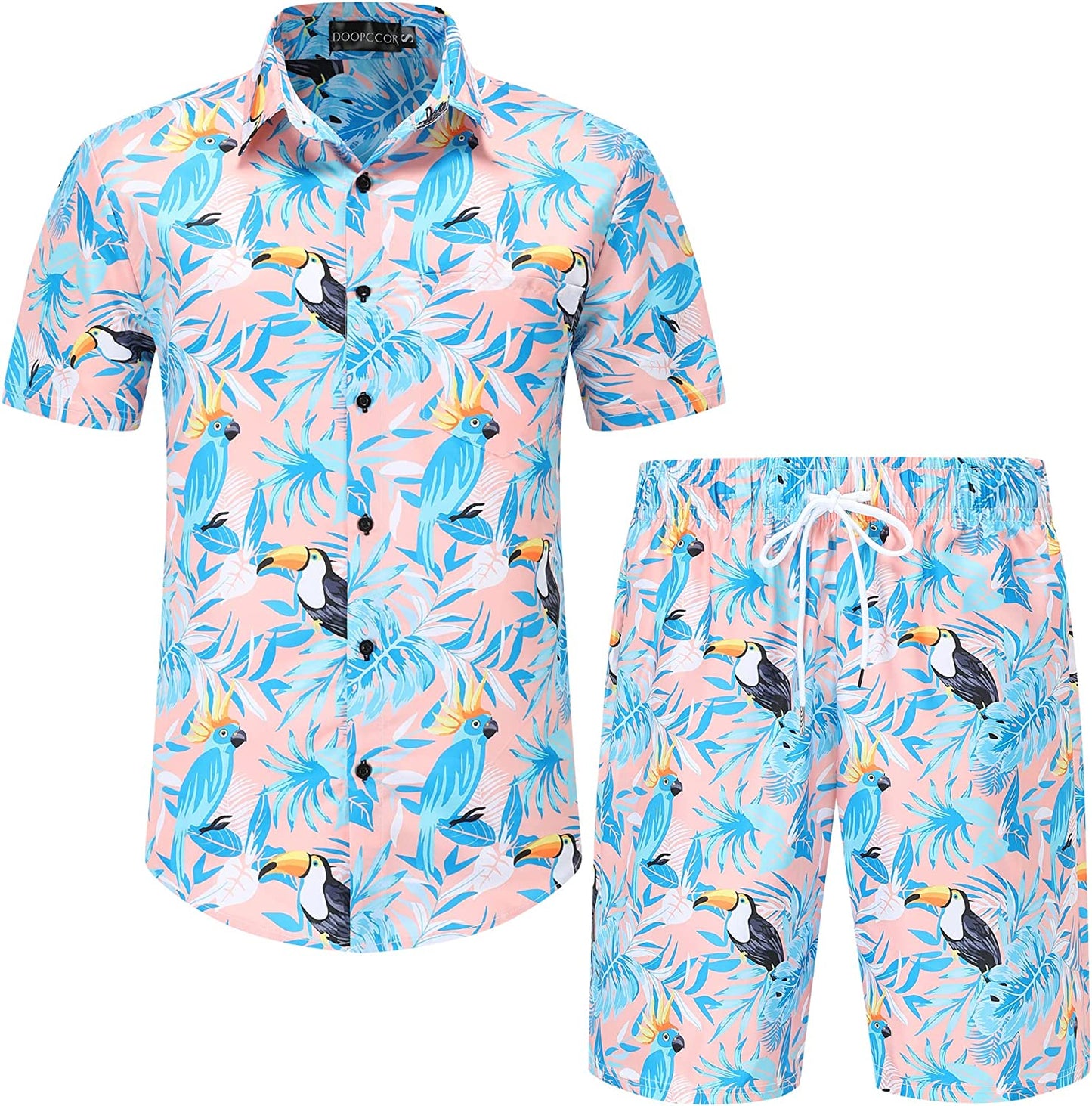 DOOPCCOR Hawaiian Shirt for Men Flower Casual Button Down Short Sleeve Hawaiian Shirt Suits