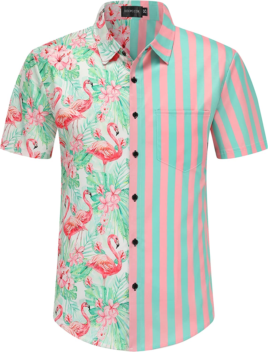 DOOPCCOR Hawaiian Shirt for Men Short Sleeves Printed Button Down Summer Beach Dress Shirts