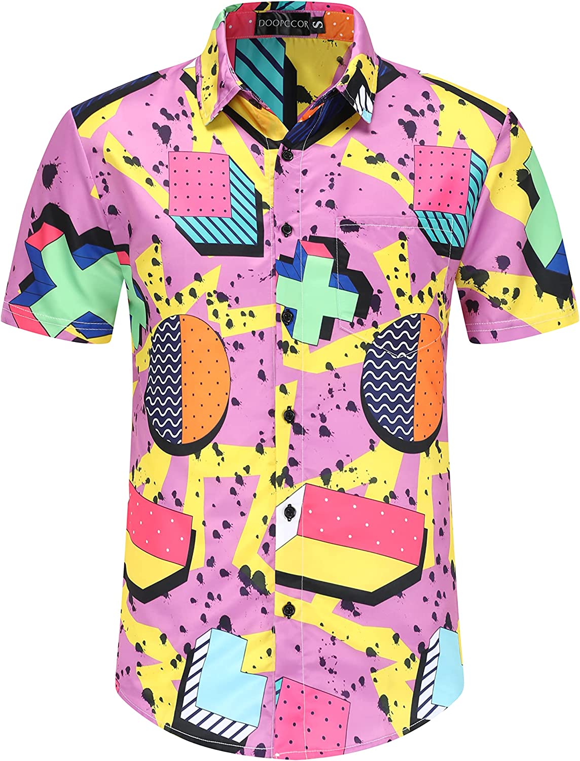 DOOPCCOR Hawaiian Shirt for Men Flower Casual Button Down Short Sleeve Hawaiian Shirt Suits