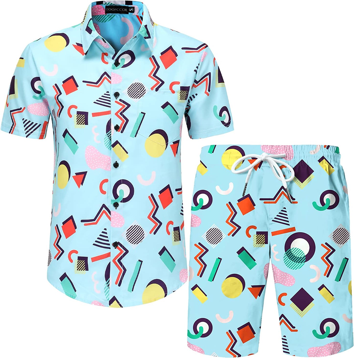 DOOPCCOR Hawaiian Shirt for Men Flower Casual Button Down Short Sleeve Hawaiian Shirt Suits