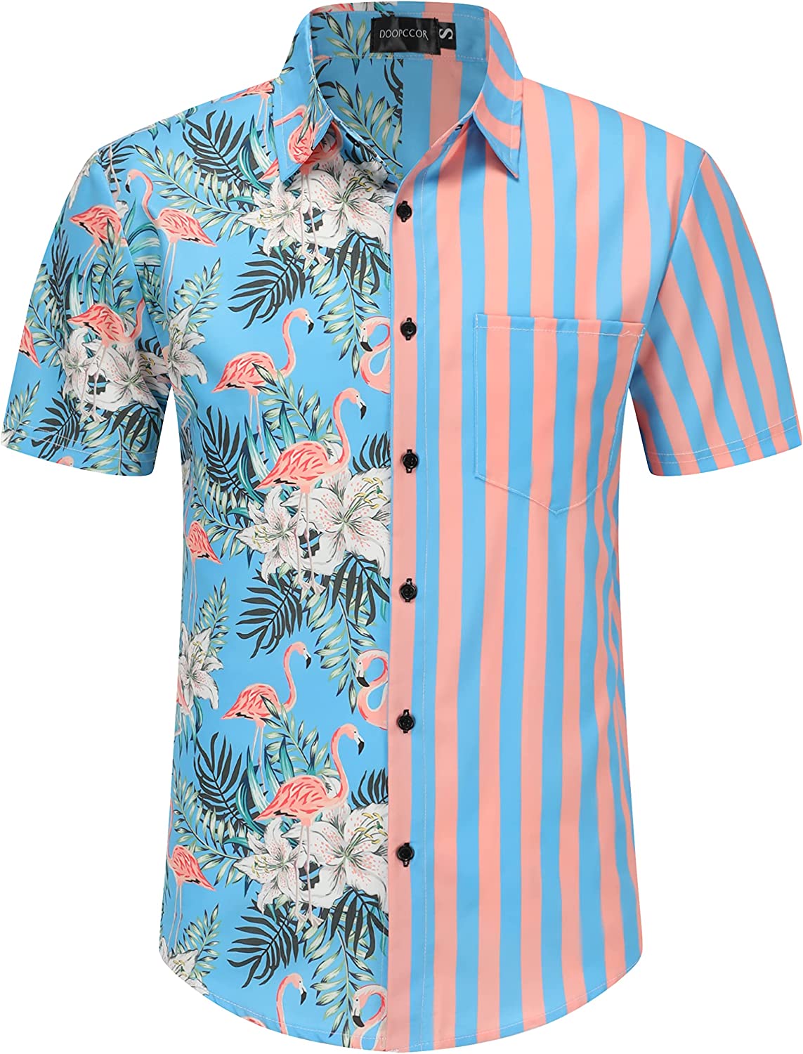 DOOPCCOR Hawaiian Shirt for Men Short Sleeves Printed Button Down Summer Beach Dress Shirts