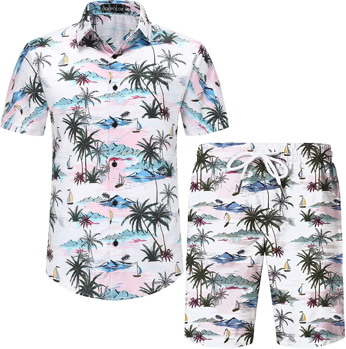 DOOPCCOR Hawaiian Shirt for Men Flower Casual Button Down Short Sleeve Hawaiian Shirt Suits