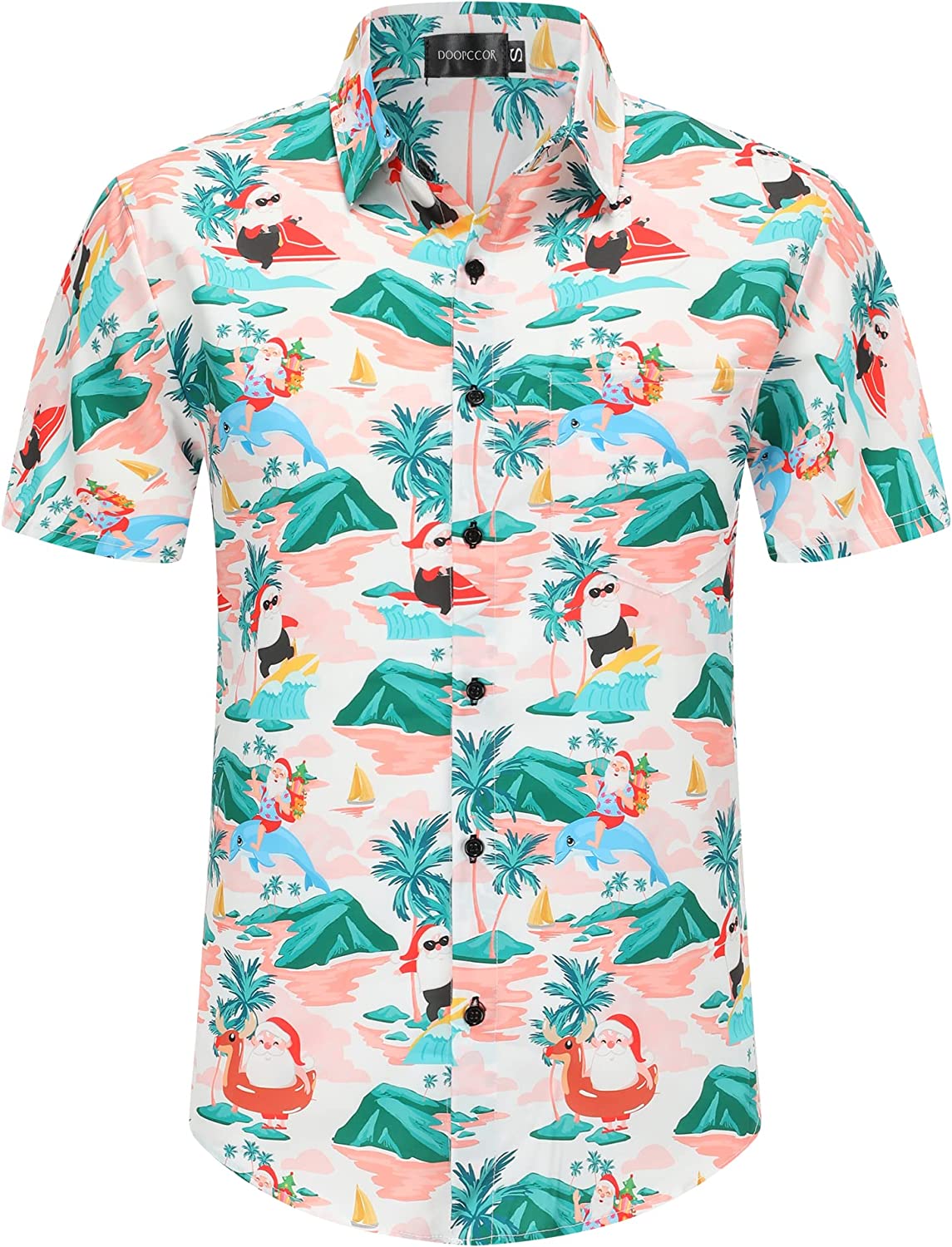 DOOPCCOR Christmas Button Up Hawaiian Shirt