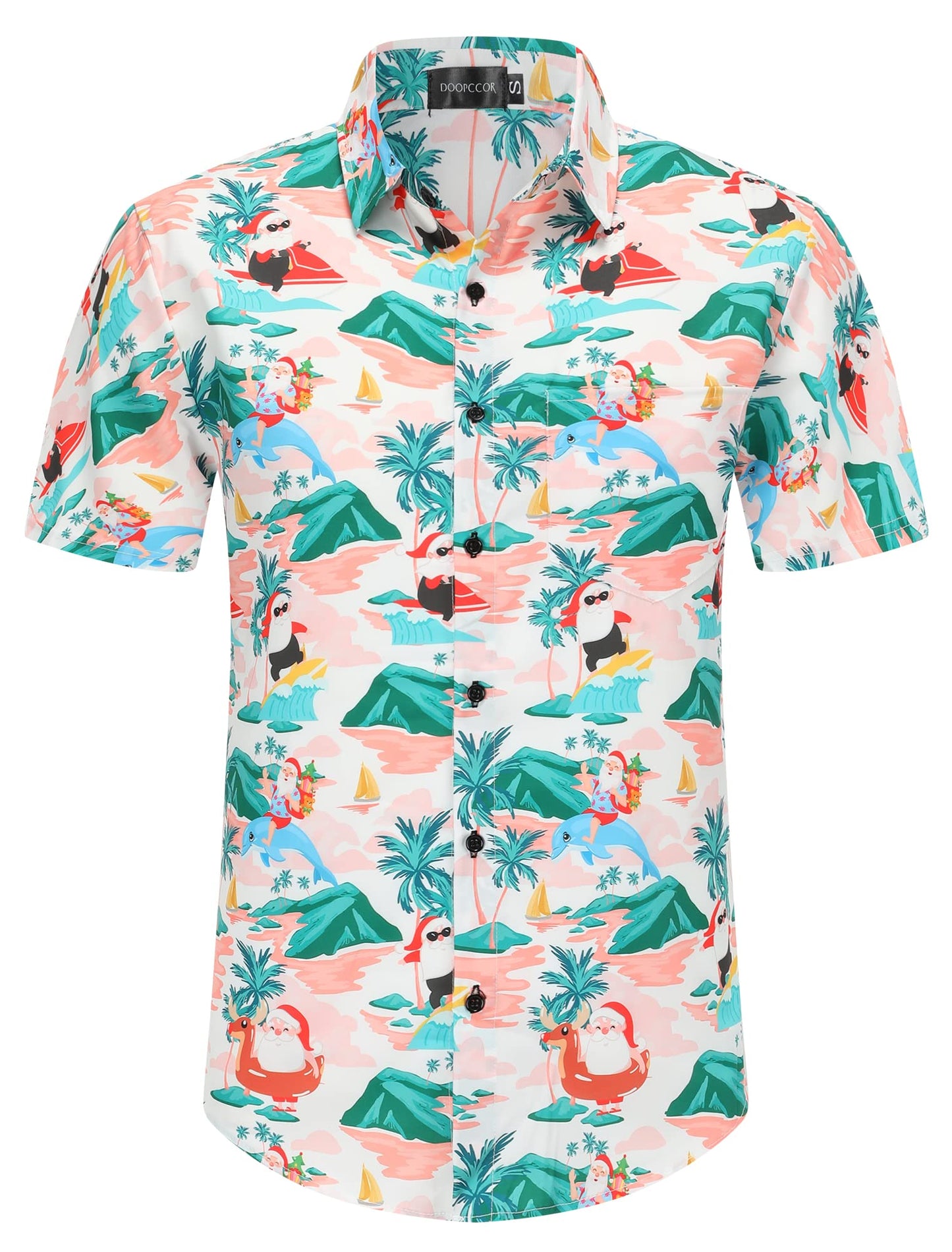 DOOPCCOR Christmas Button Up Hawaiian Shirt