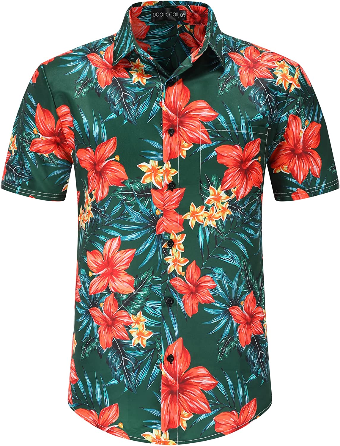 DOOPCCOR Hawaiian Shirt for Men Flower Casual Button Down Short Sleeve Hawaiian Shirt Suits