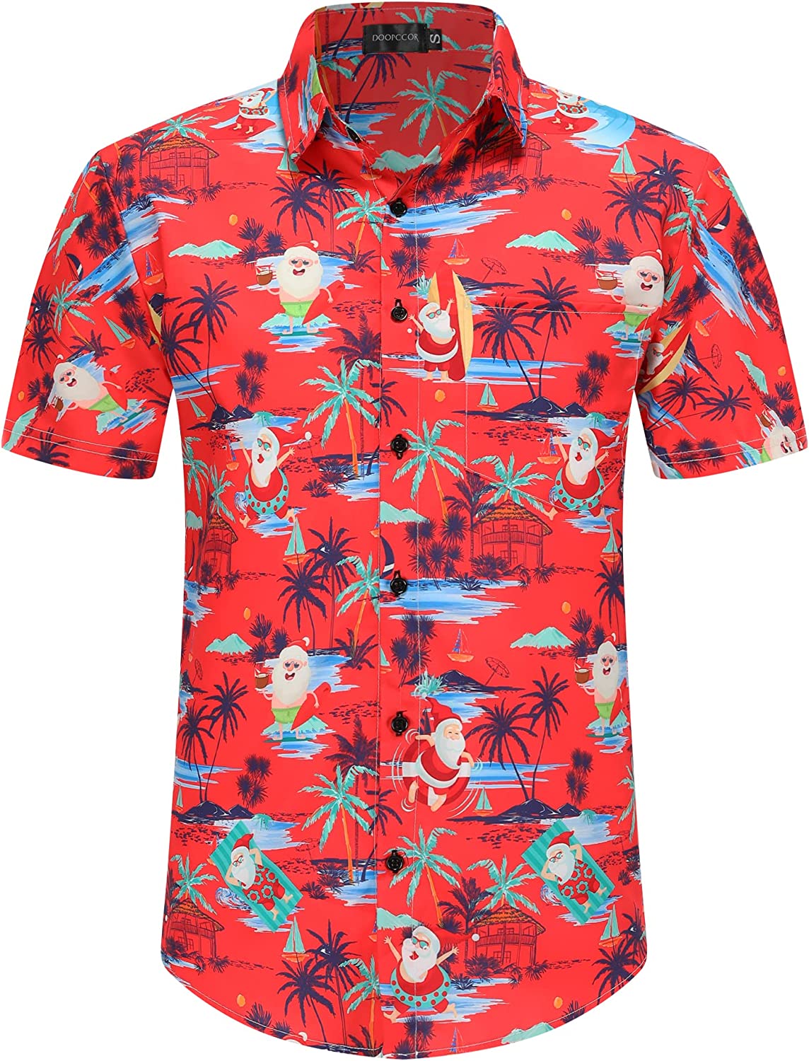 DOOPCCOR Christmas Button Up Hawaiian Shirt
