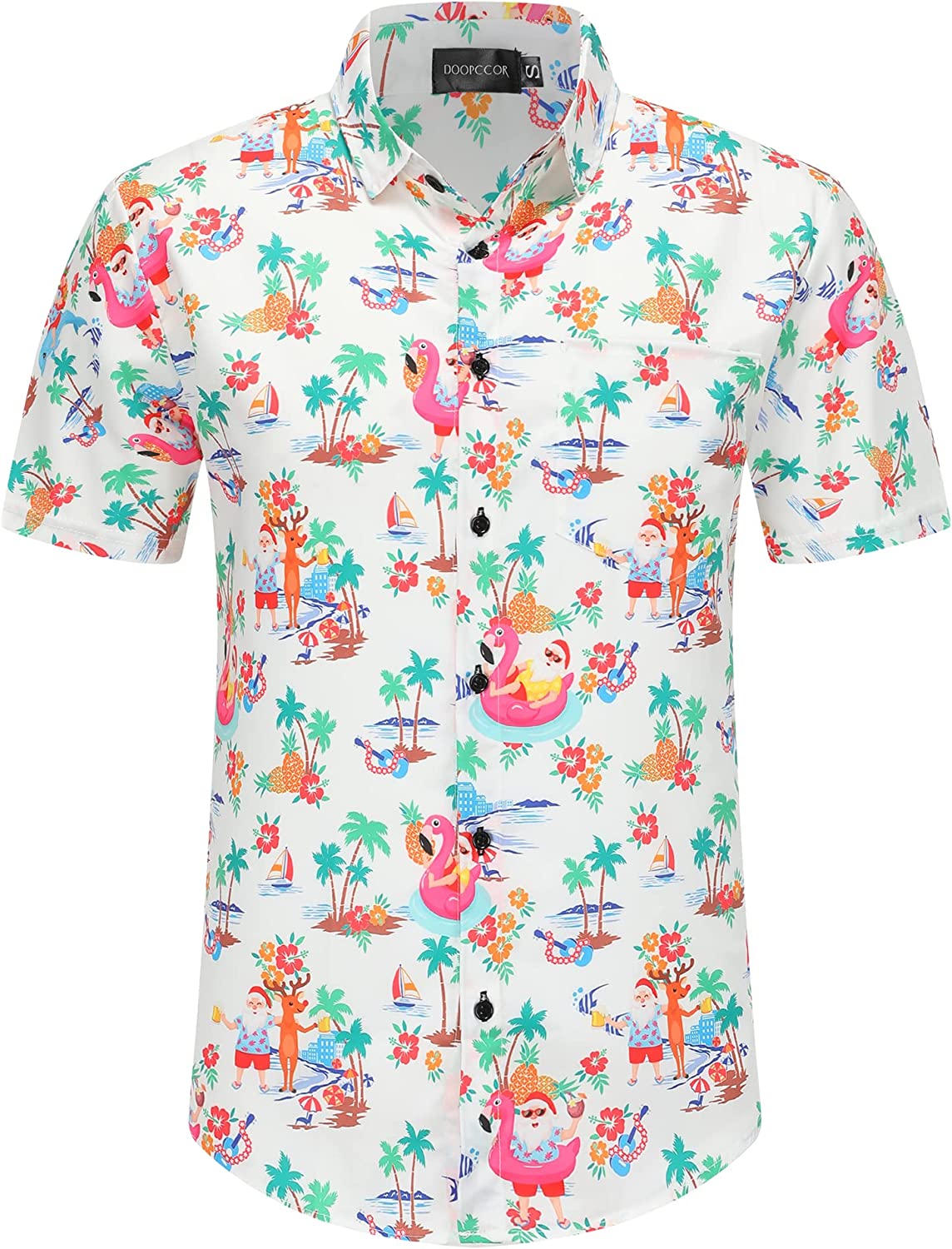 DOOPCCOR Christmas Button Up Hawaiian Shirt