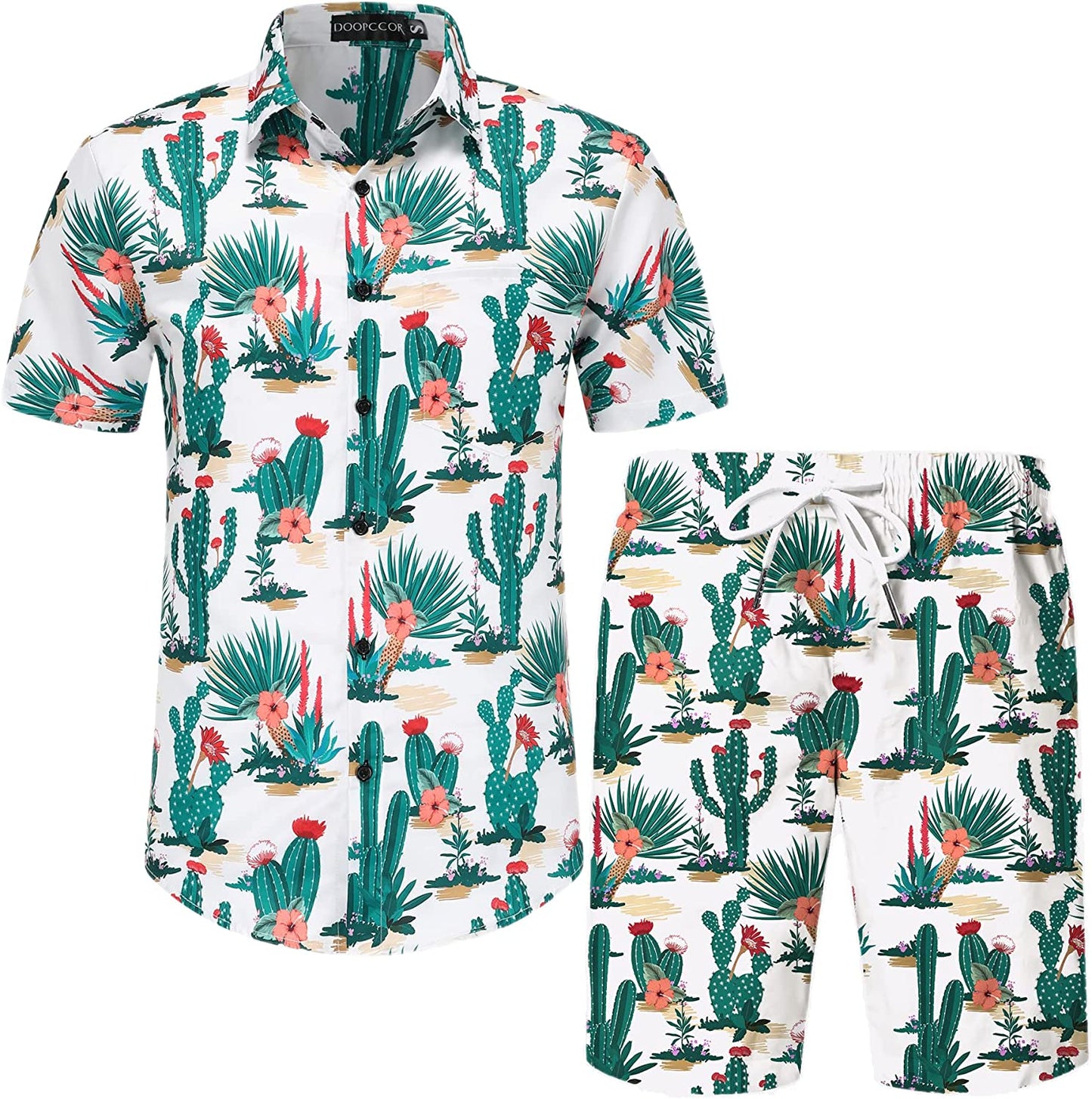 DOOPCCOR Hawaiian Shirt for Men Flower Casual Button Down Short Sleeve Hawaiian Shirt Suits