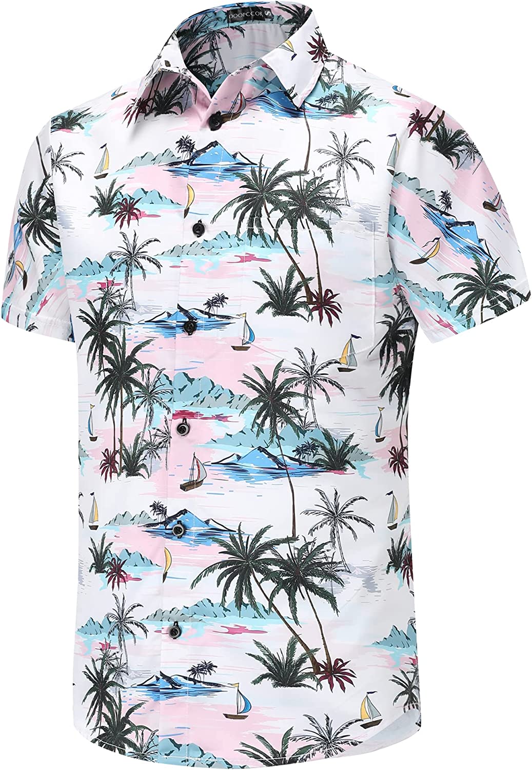 DOOPCCOR Hawaiian Shirt for Men Flower Casual Button Down Short Sleeve Hawaiian Shirt Suits