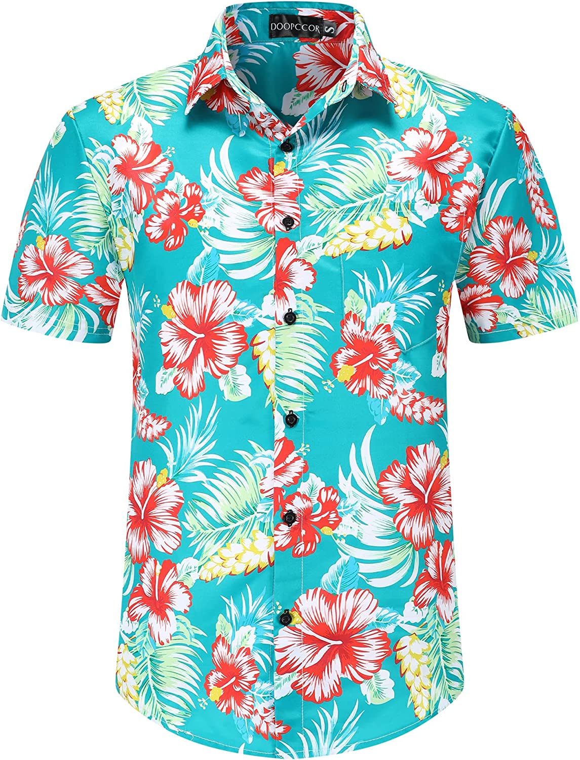 DOOPCCOR Hawaiian Shirt for Men Flower Casual Button Down Short Sleeve Hawaiian Shirt Suits