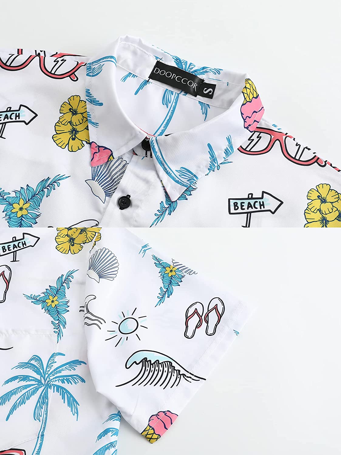 DOOPCCOR Hawaiian Shirt for Men Flower Casual Button Down Short Sleeve Hawaiian Shirt Suits