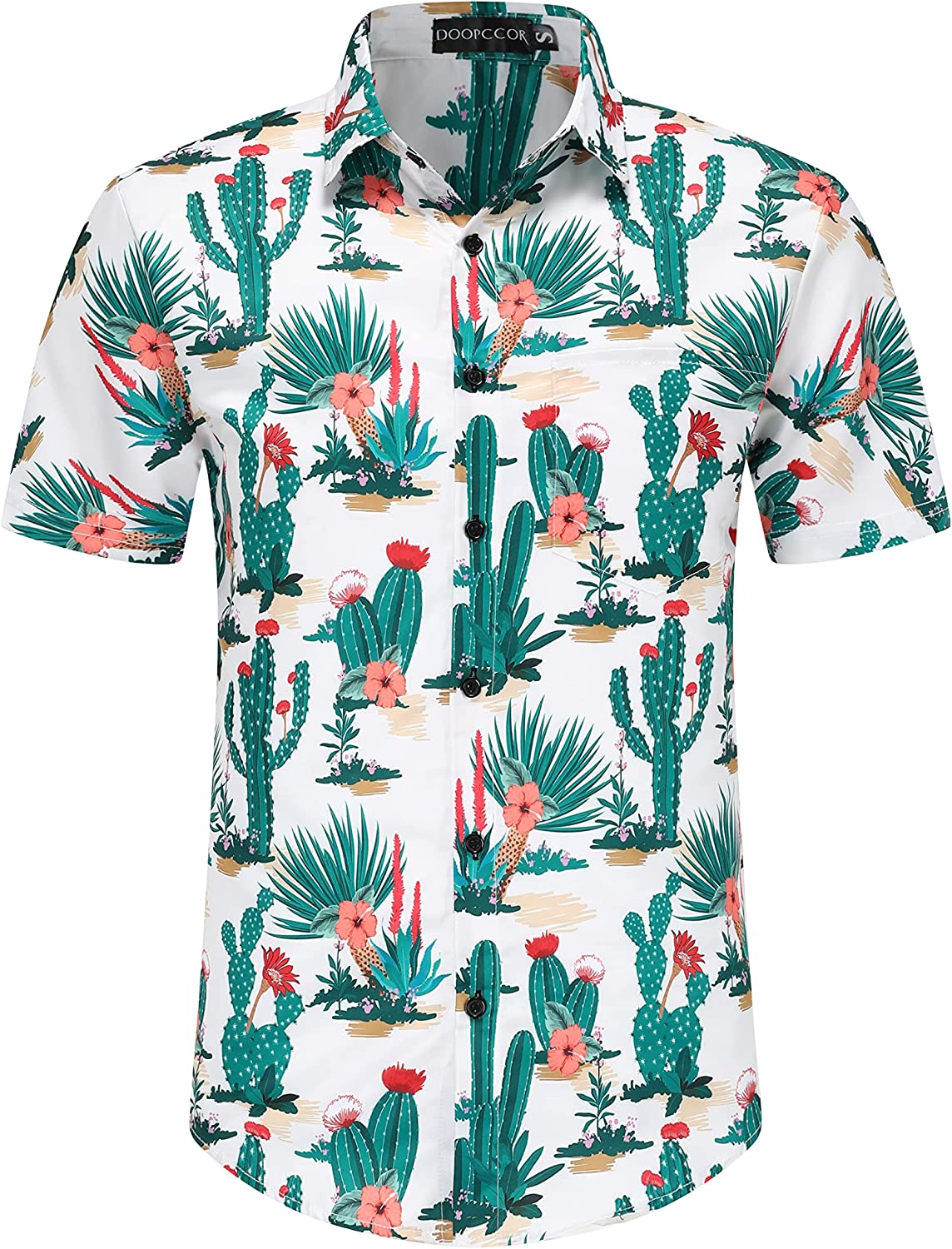 DOOPCCOR Hawaiian Shirt for Men Flower Casual Button Down Short Sleeve Hawaiian Shirt Suits