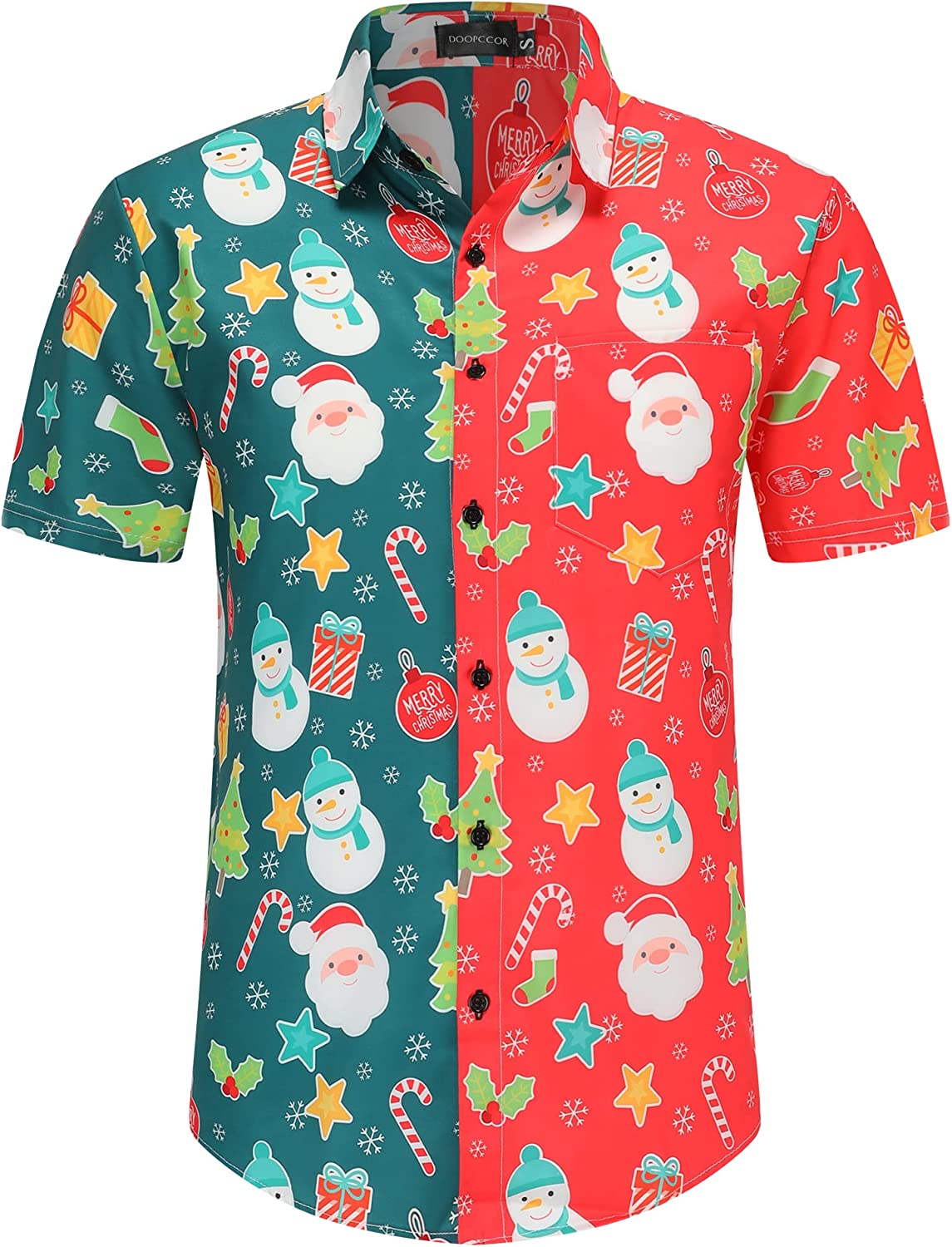 DOOPCCOR Christmas Button Up Hawaiian Shirt
