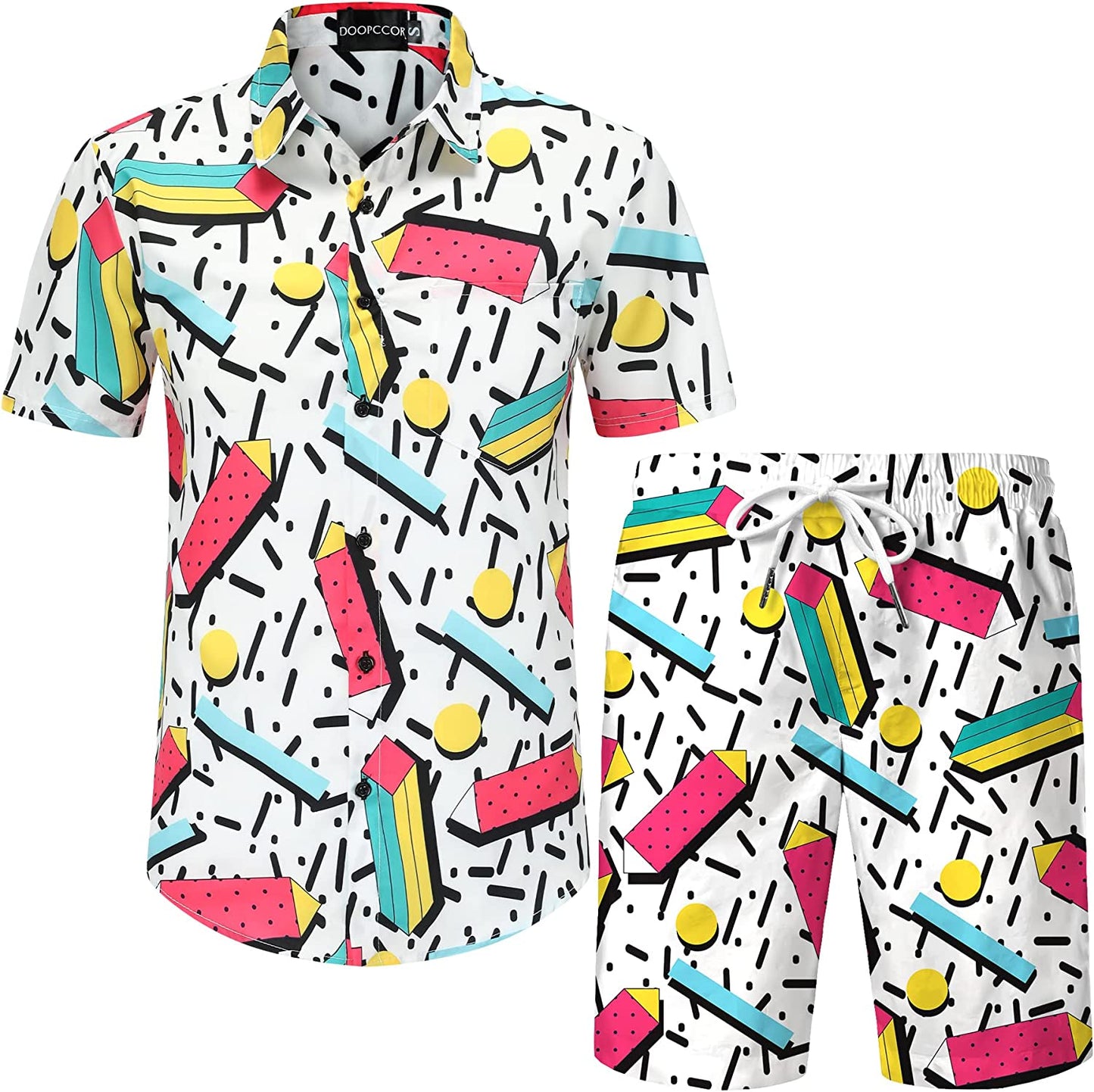 DOOPCCOR Hawaiian Shirt for Men Flower Casual Button Down Short Sleeve Hawaiian Shirt Suits