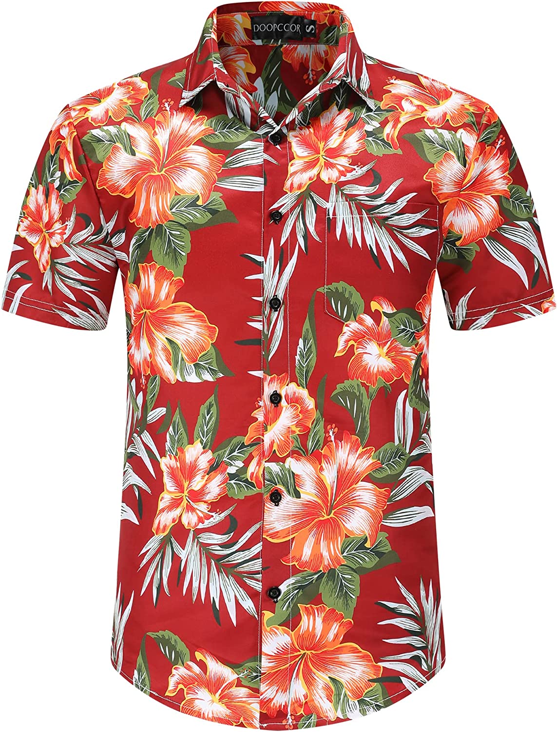 DOOPCCOR Hawaiian Shirt for Men Flower Casual Button Down Short Sleeve Hawaiian Shirt Suits