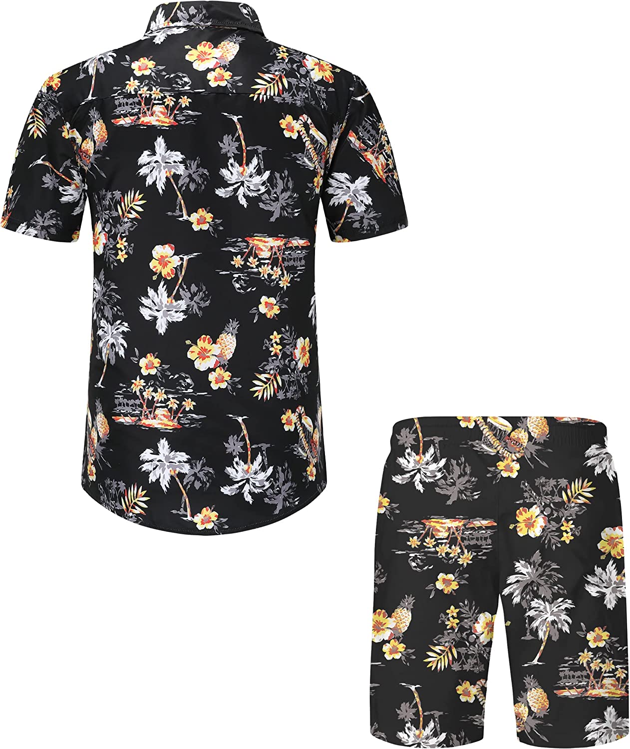 DOOPCCOR Hawaiian Shirt for Men Flower Casual Button Down Short Sleeve Hawaiian Shirt Suits