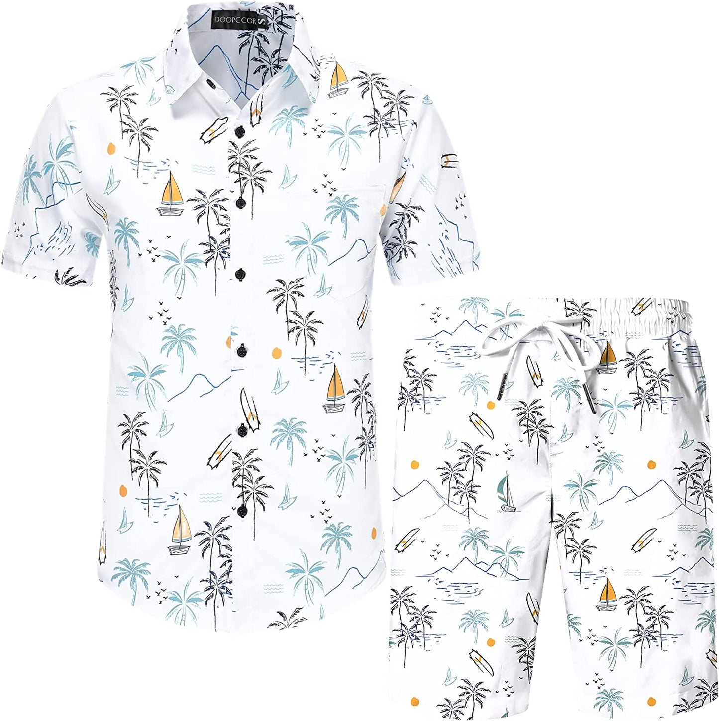 DOOPCCOR Hawaiian Shirt for Men Flower Casual Button Down Short Sleeve Hawaiian Shirt Suits