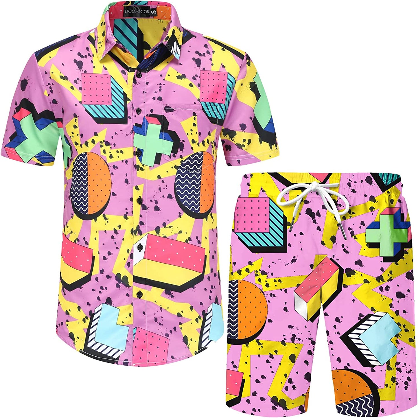 DOOPCCOR Hawaiian Shirt for Men Flower Casual Button Down Short Sleeve Hawaiian Shirt Suits