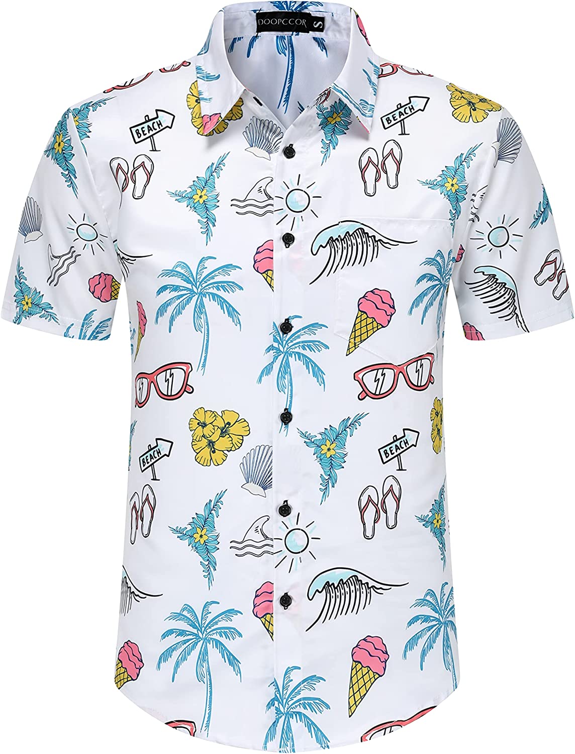 DOOPCCOR Hawaiian Shirt for Men Flower Casual Button Down Short Sleeve Hawaiian Shirt Suits