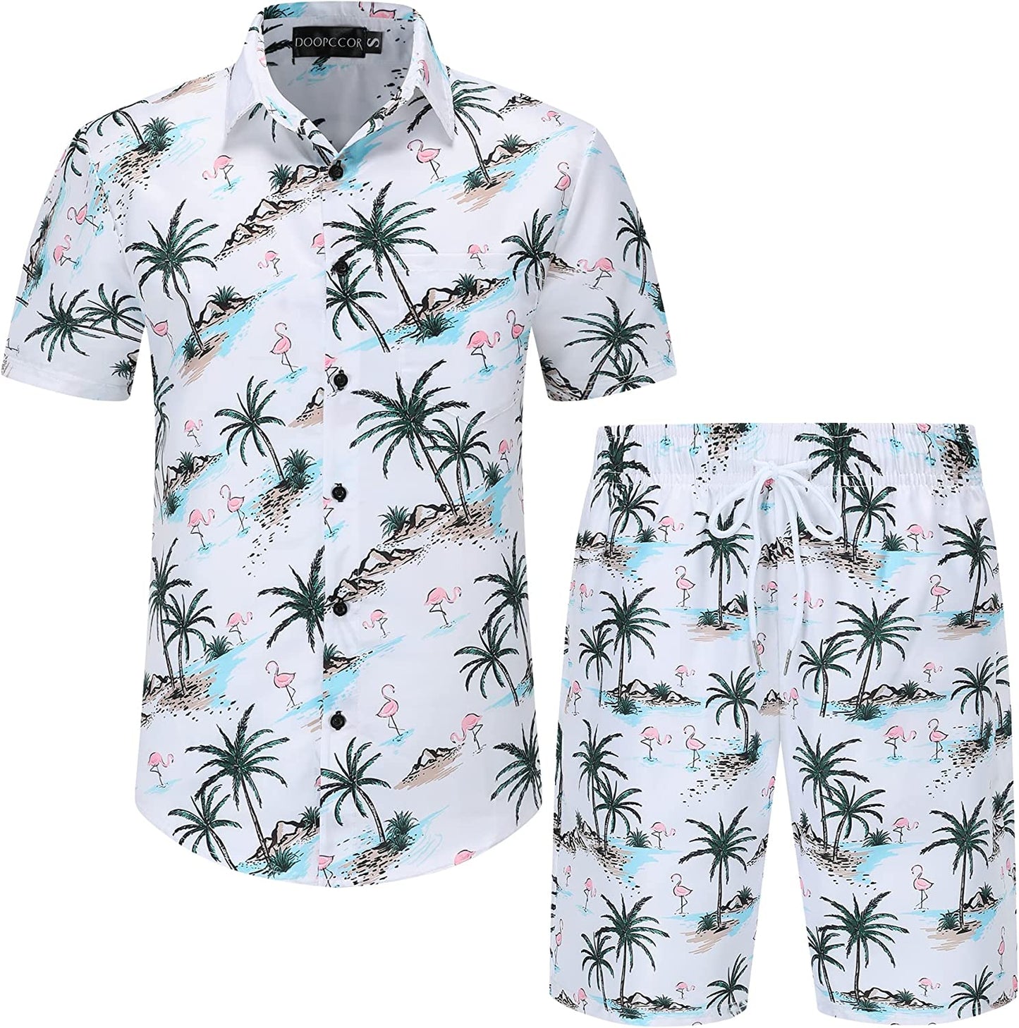 DOOPCCOR Hawaiian Shirt for Men Flower Casual Button Down Short Sleeve Hawaiian Shirt Suits