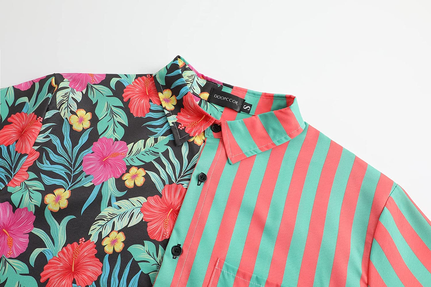 DOOPCCOR Hawaiian Shirt for Men Short Sleeves Printed Button Down Summer Beach Dress Shirts