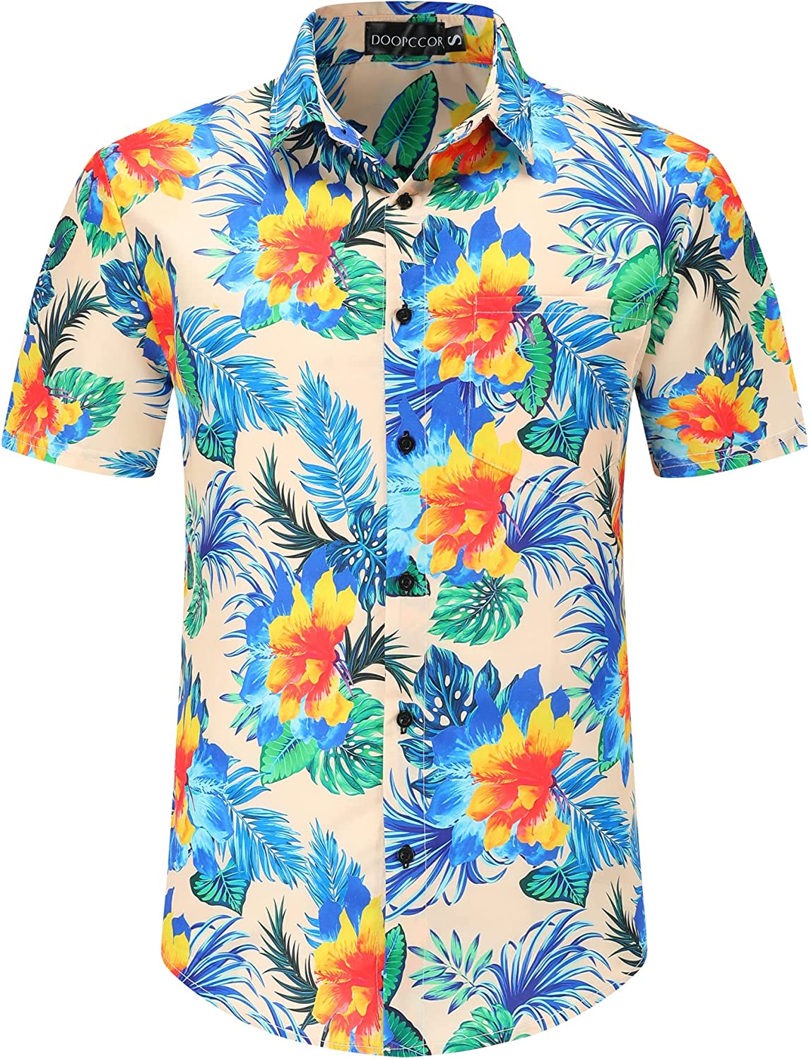 DOOPCCOR Hawaiian Shirt for Men Flower Casual Button Down Short Sleeve Hawaiian Shirt Suits