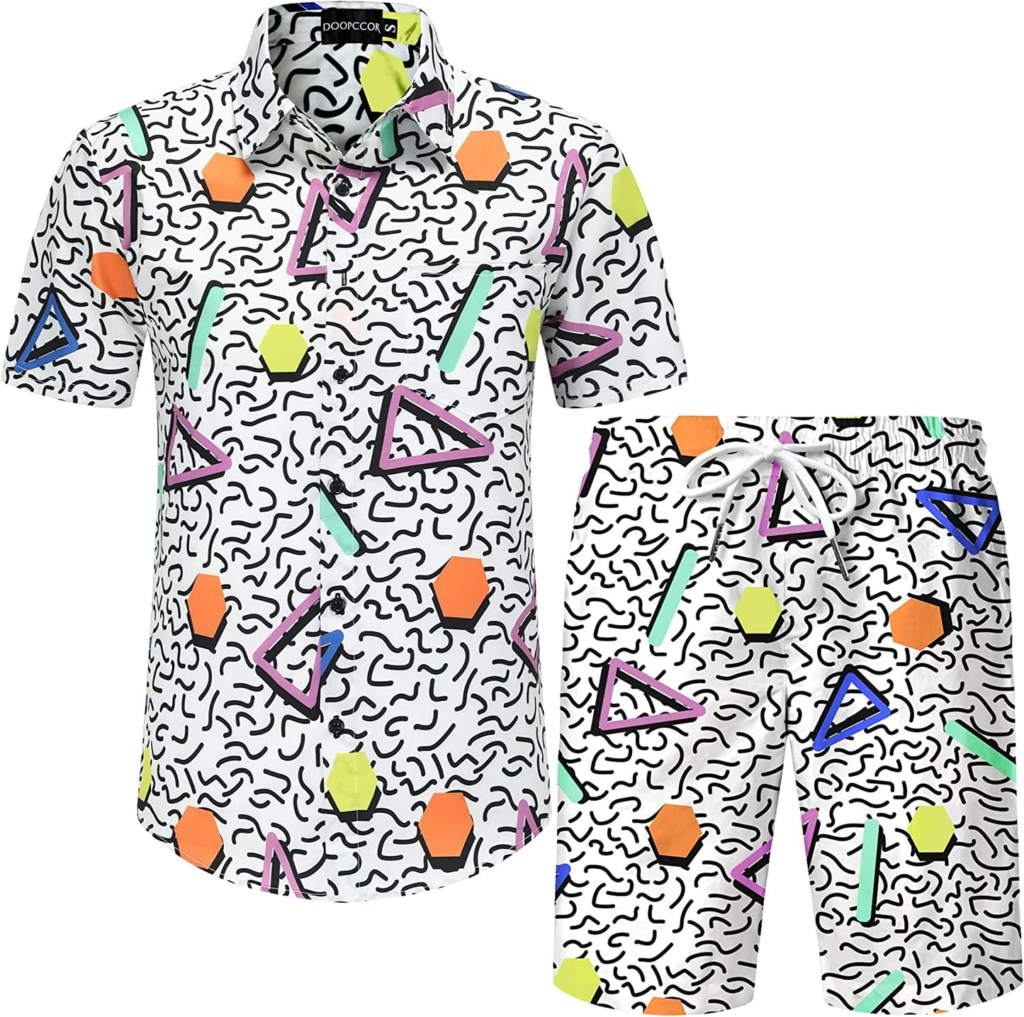 DOOPCCOR Hawaiian Shirt for Men Flower Casual Button Down Short Sleeve Hawaiian Shirt Suits