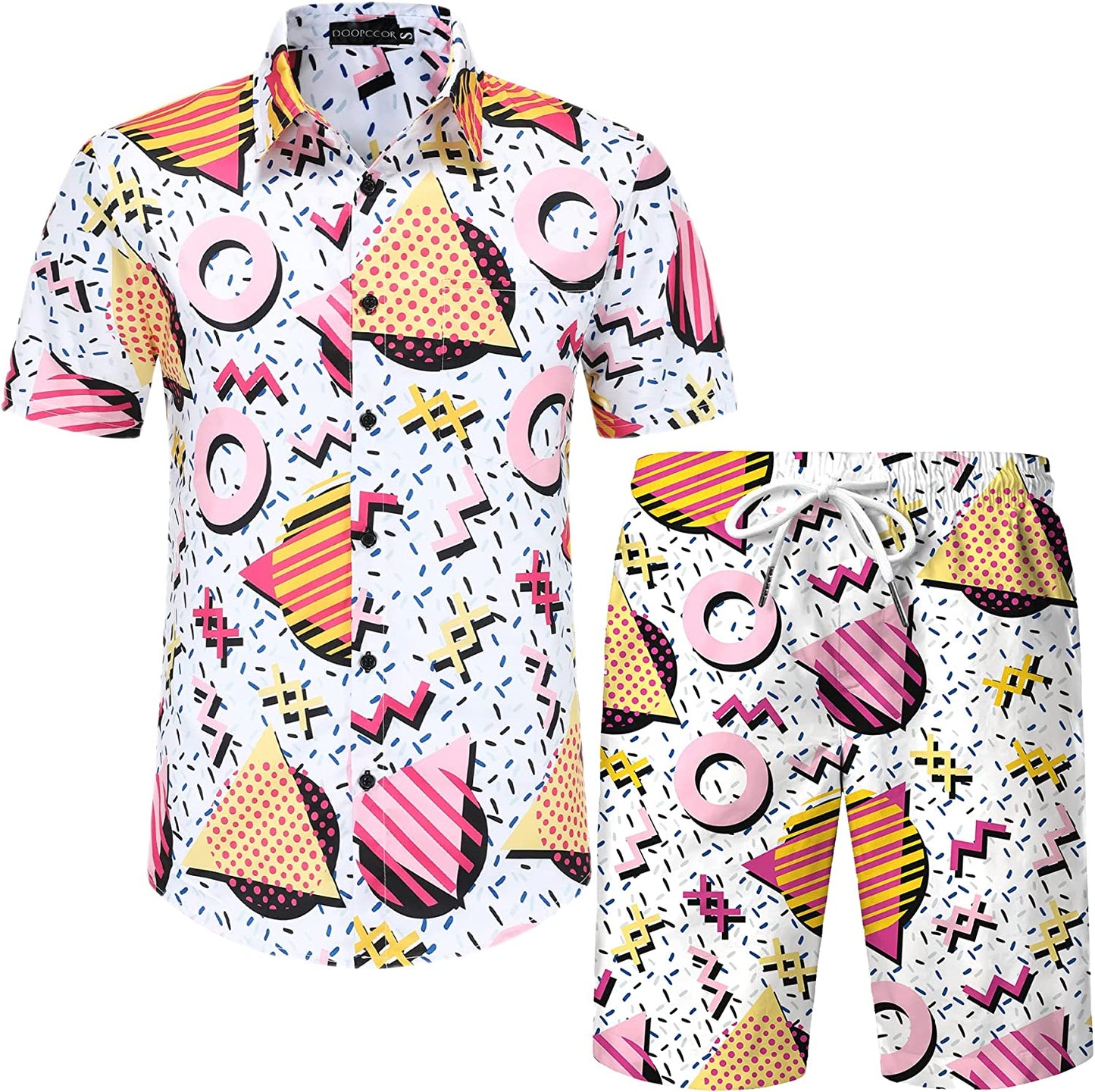 DOOPCCOR Hawaiian Shirt for Men Flower Casual Button Down Short Sleeve Hawaiian Shirt Suits