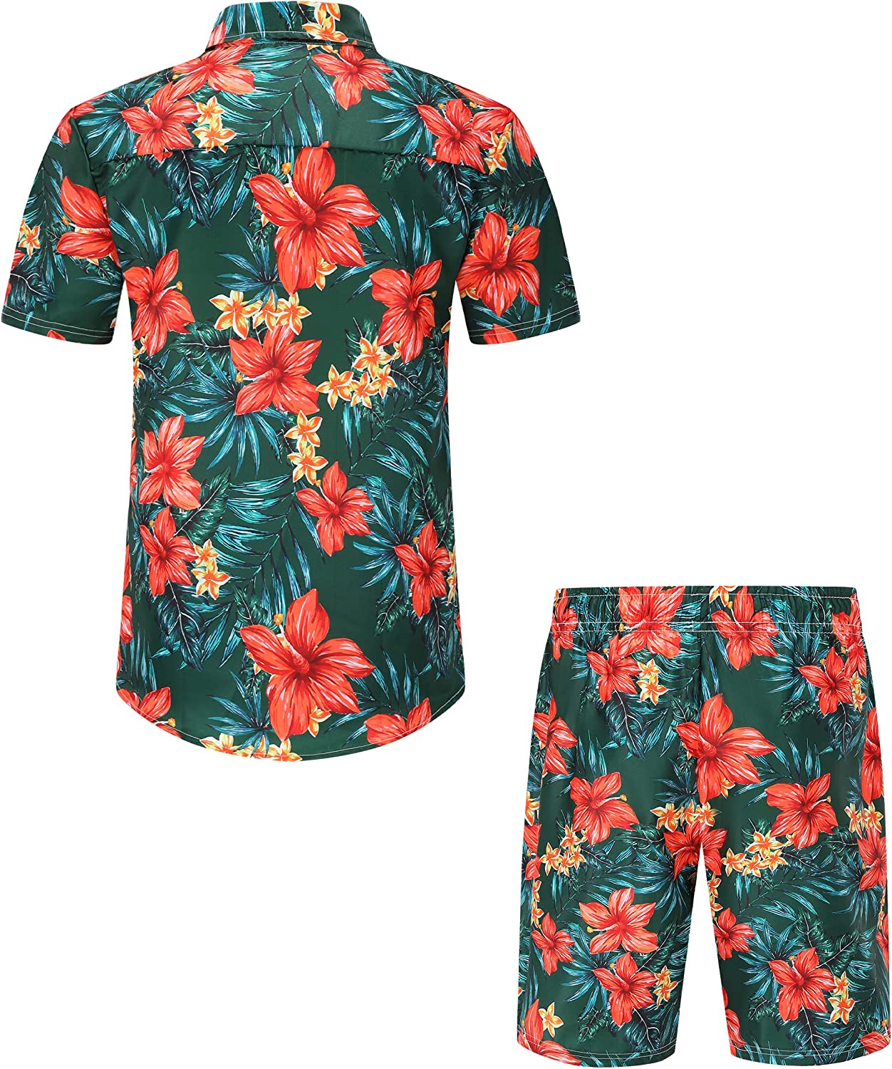 DOOPCCOR Hawaiian Shirt for Men Flower Casual Button Down Short Sleeve Hawaiian Shirt Suits