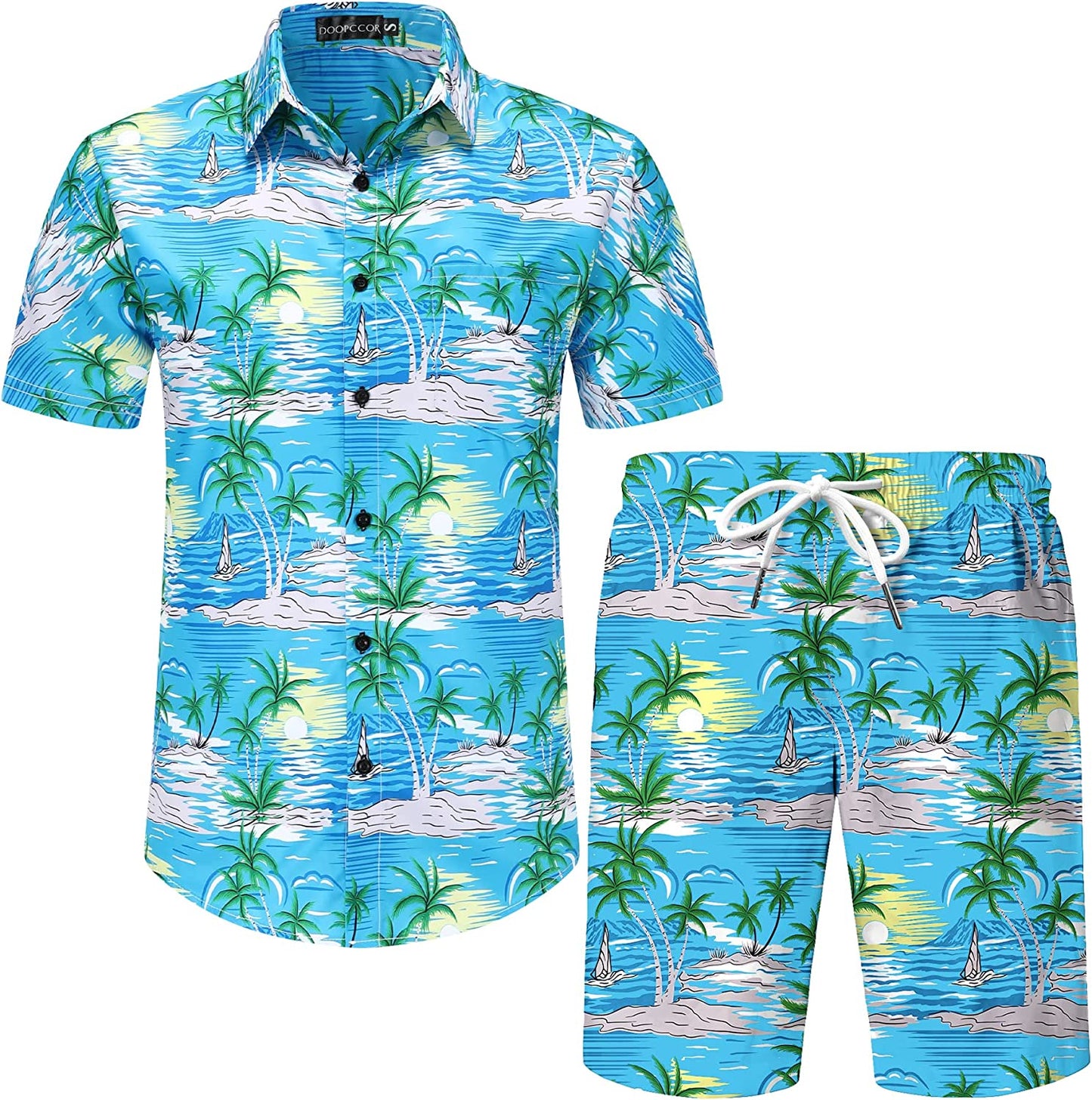 DOOPCCOR Hawaiian Shirt for Men Flower Casual Button Down Short Sleeve Hawaiian Shirt Suits
