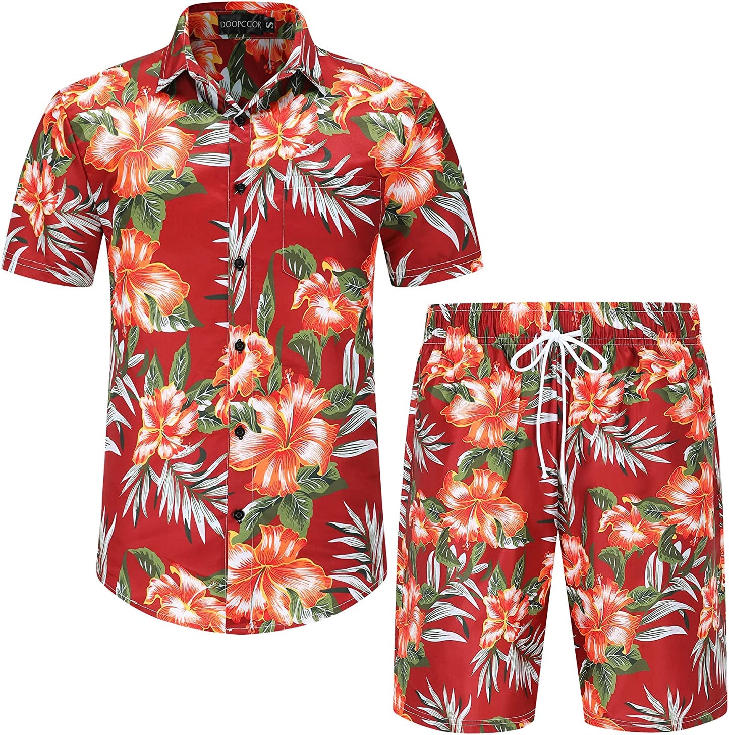 DOOPCCOR Hawaiian Shirt for Men Flower Casual Button Down Short Sleeve Hawaiian Shirt Suits