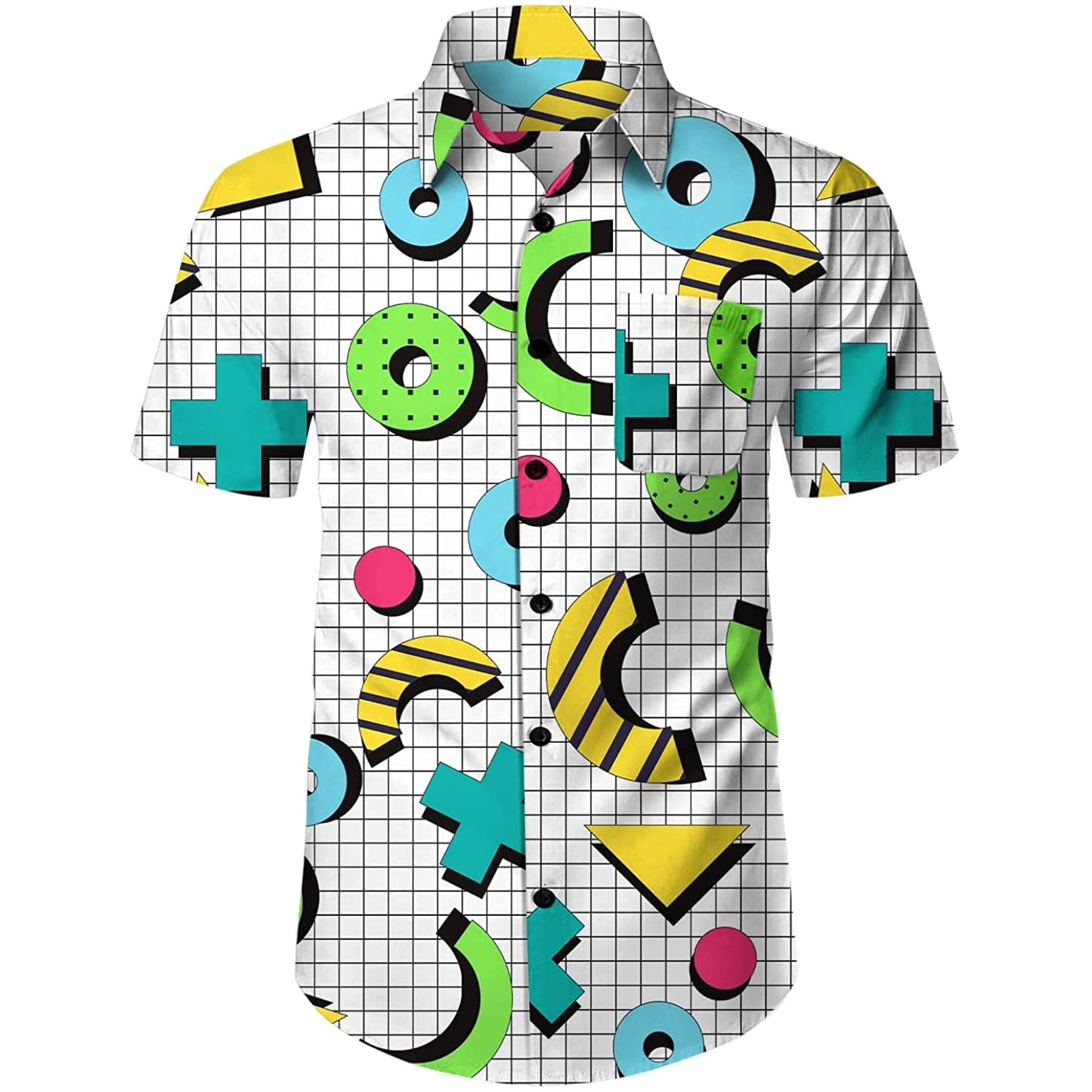 Doopccor 80s Green Disco Vintage Button-Down Shirt