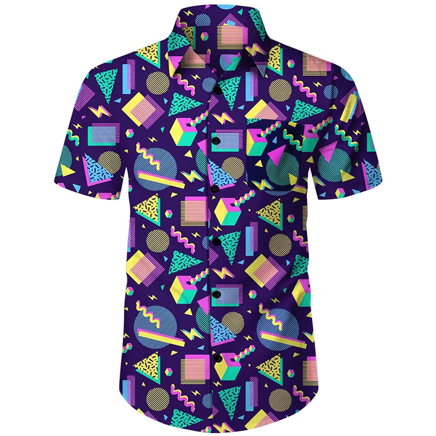 Doopccor 80s Purple Disco Vintage Button-Down Shirt