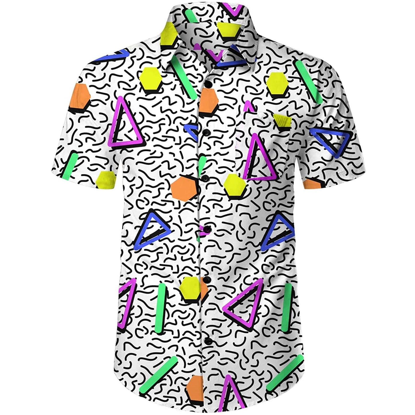 Doopccor 80s White Disco Vintage Button-Down Shirt