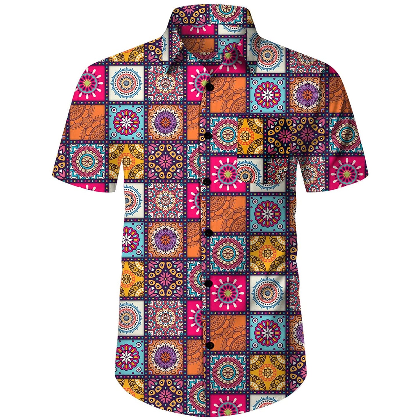 Doopccor 80s Colorful Disco Vintage Button-Down Shirt
