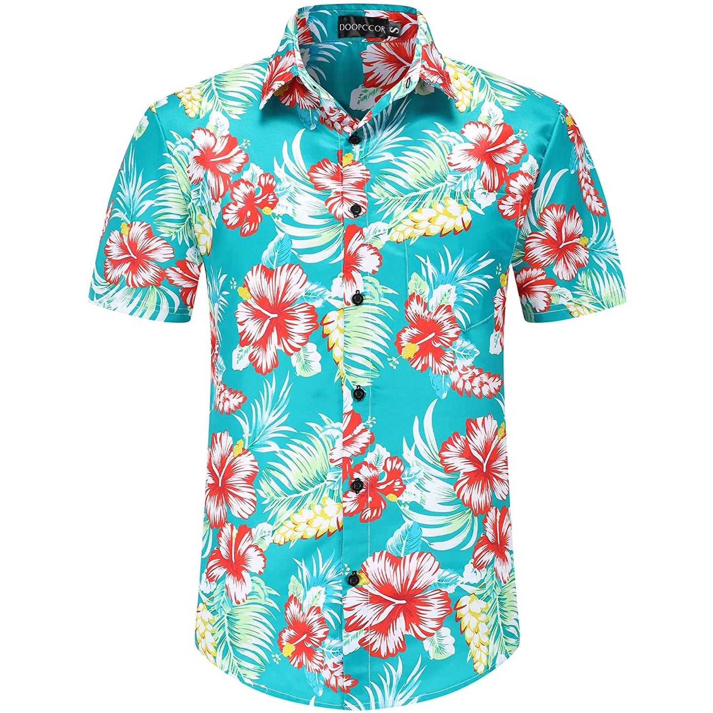 Tropical Flowers Blue Floral Hawaiian Shirt
