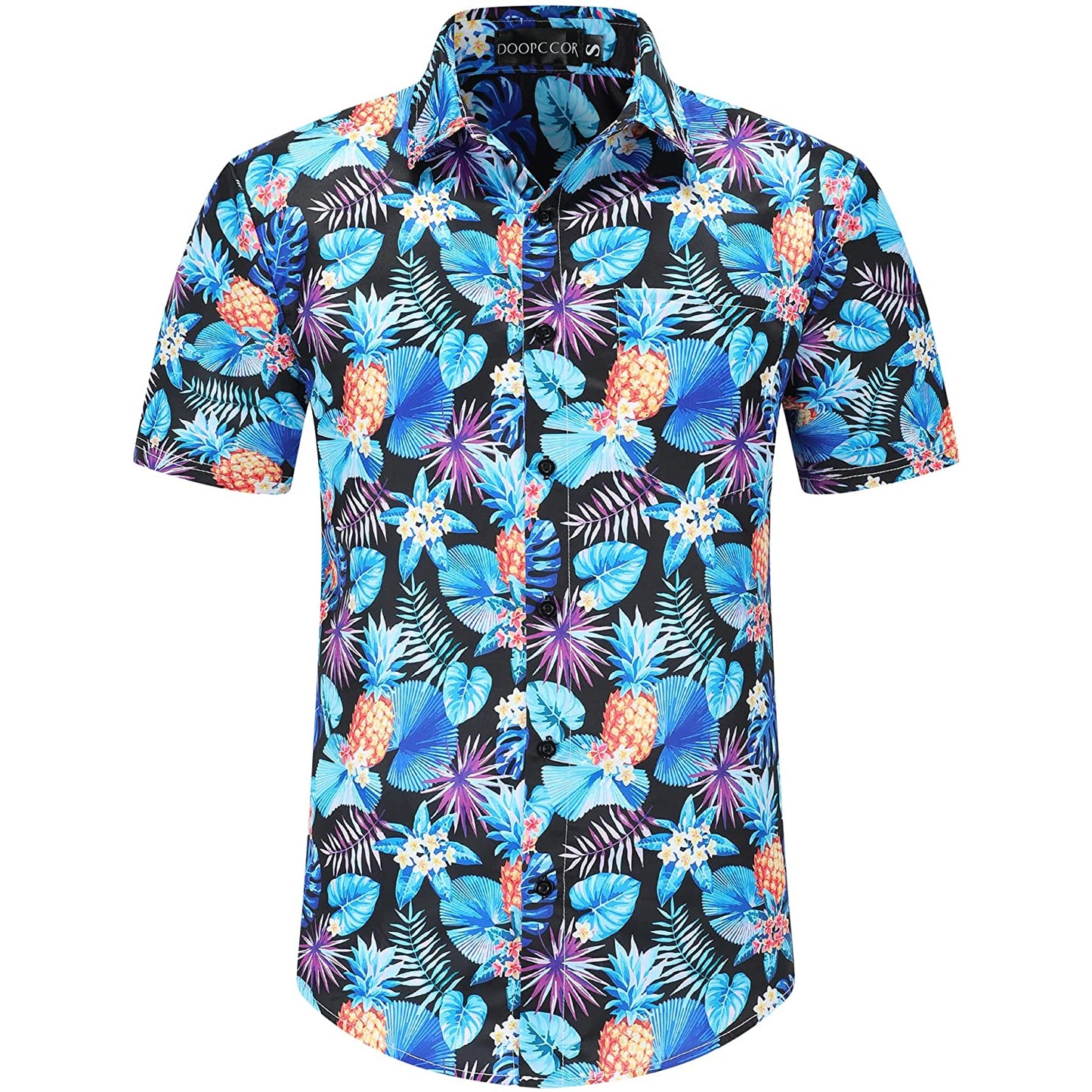 Doopccor Pineapple Blue Leaf Floral Hawaiian Shirt