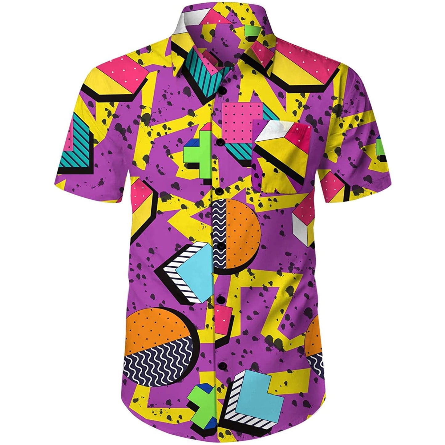 Doopccor 80s Purple Disco Vintage Button-Down Shirt