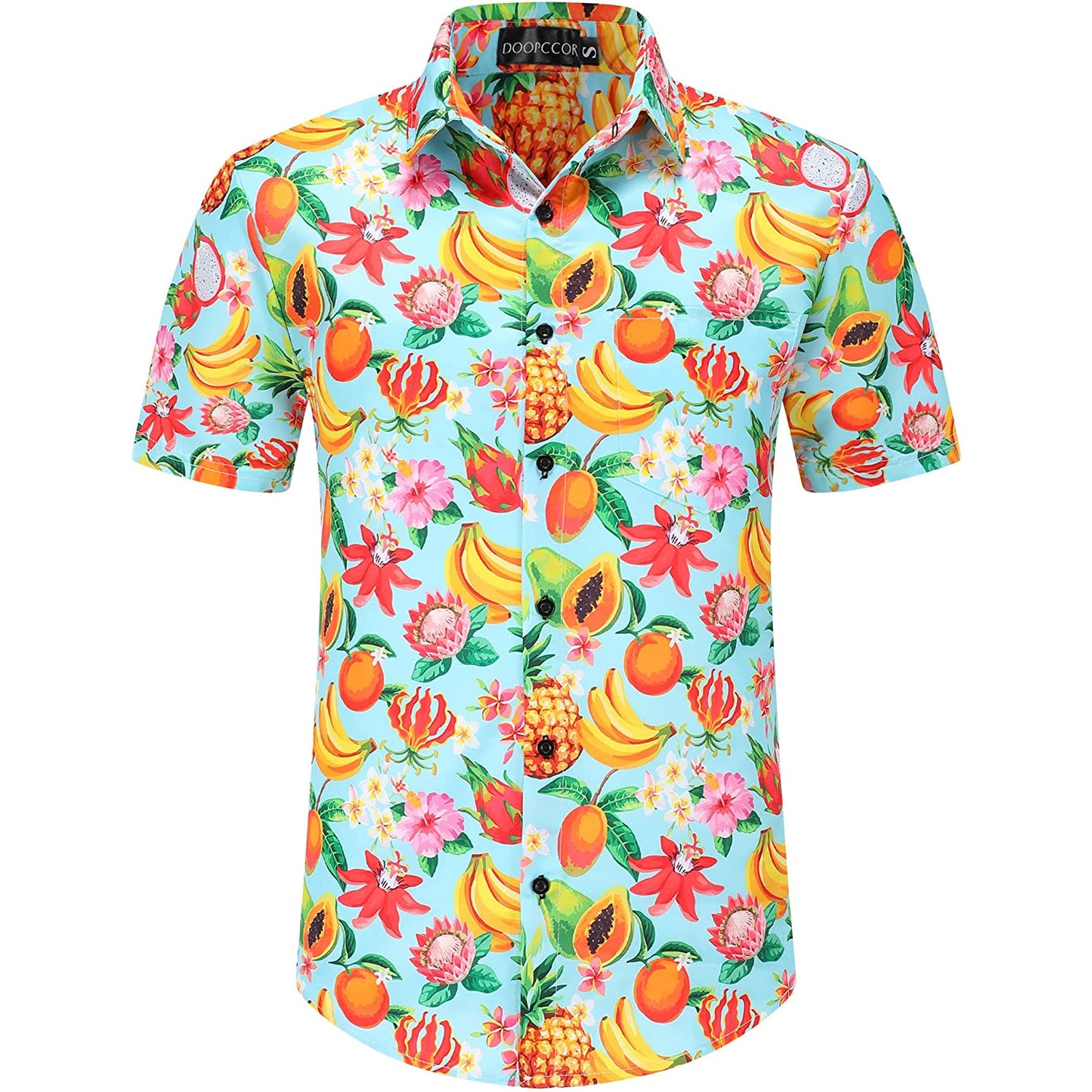 Doopccor Tropical Fruits Floral Hawaiian Shirt