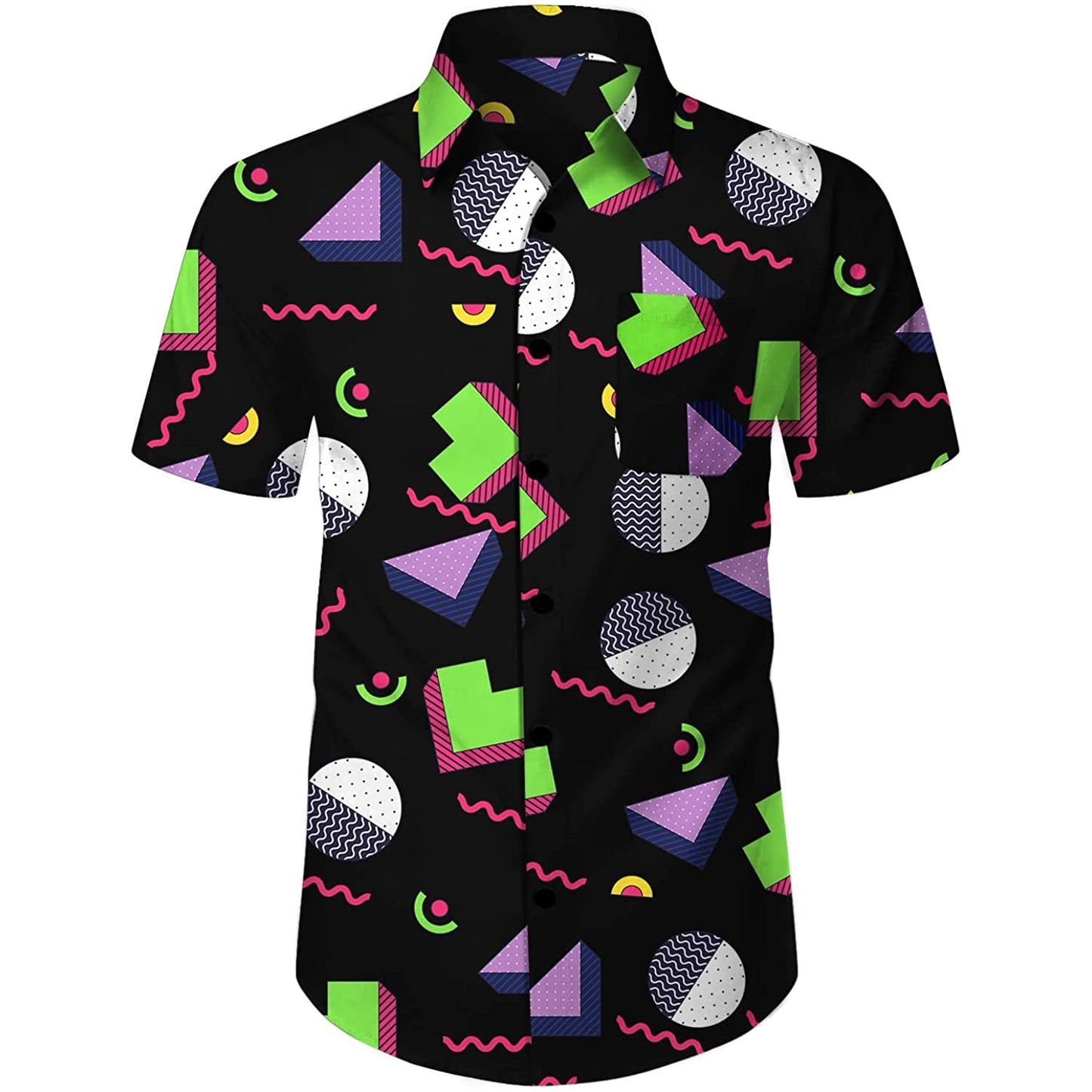 Doopccor 80s Black Disco Vintage Button-Down Shirt