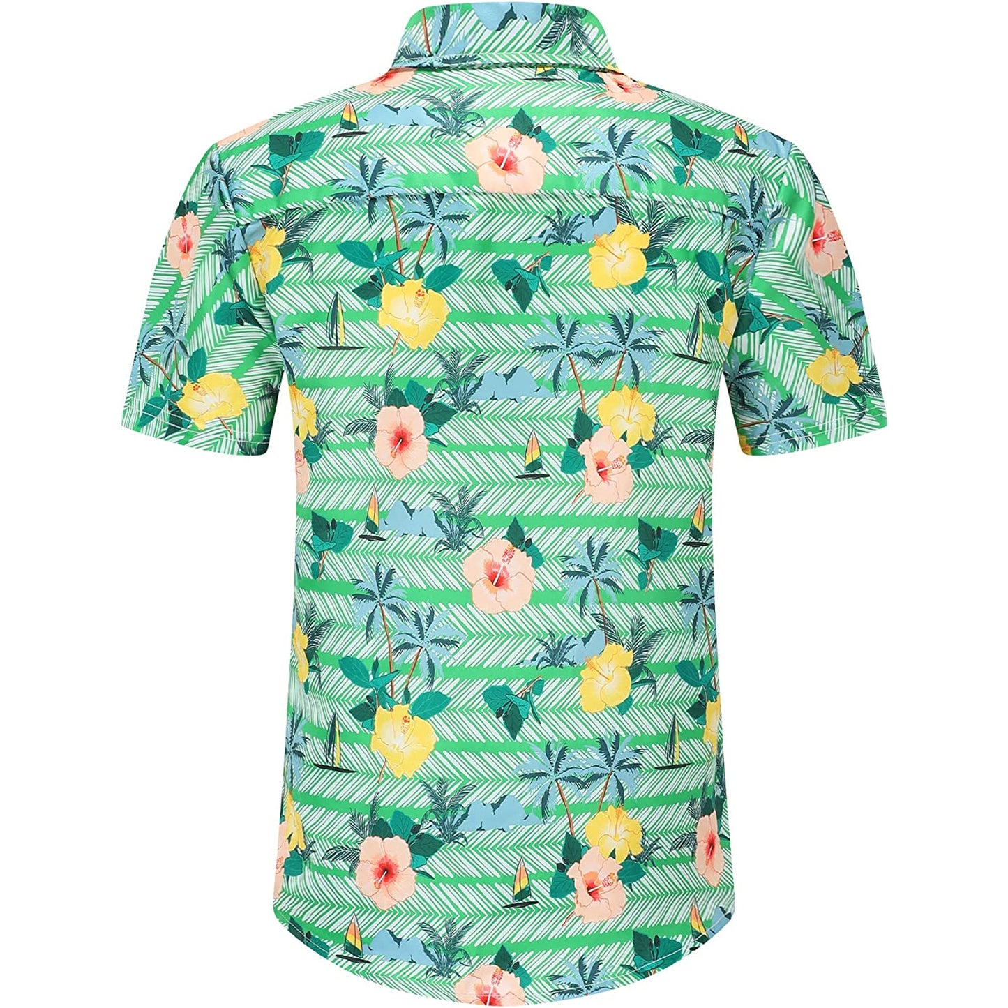 Flowers Palm Tree Green Floral Hawaiian Shirt