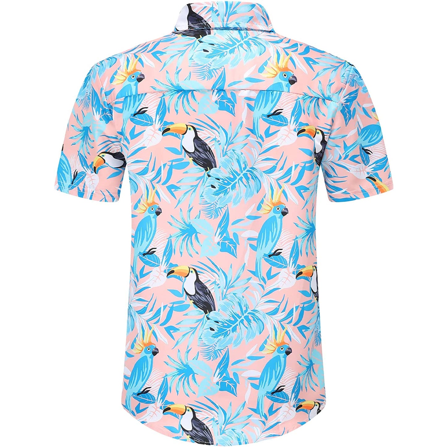 Parrot Leaf Pink Floral Hawaiian Shirt